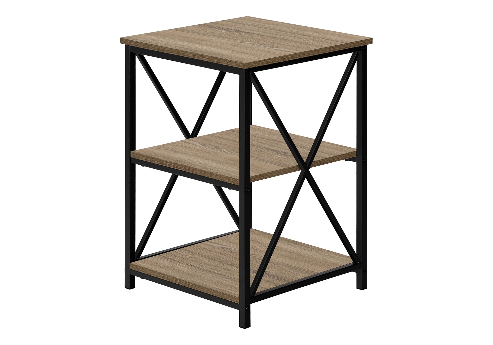 TABLE DE CHEVET - 26"H / TAUPE FONCE / METAL NOIR – I 3597.