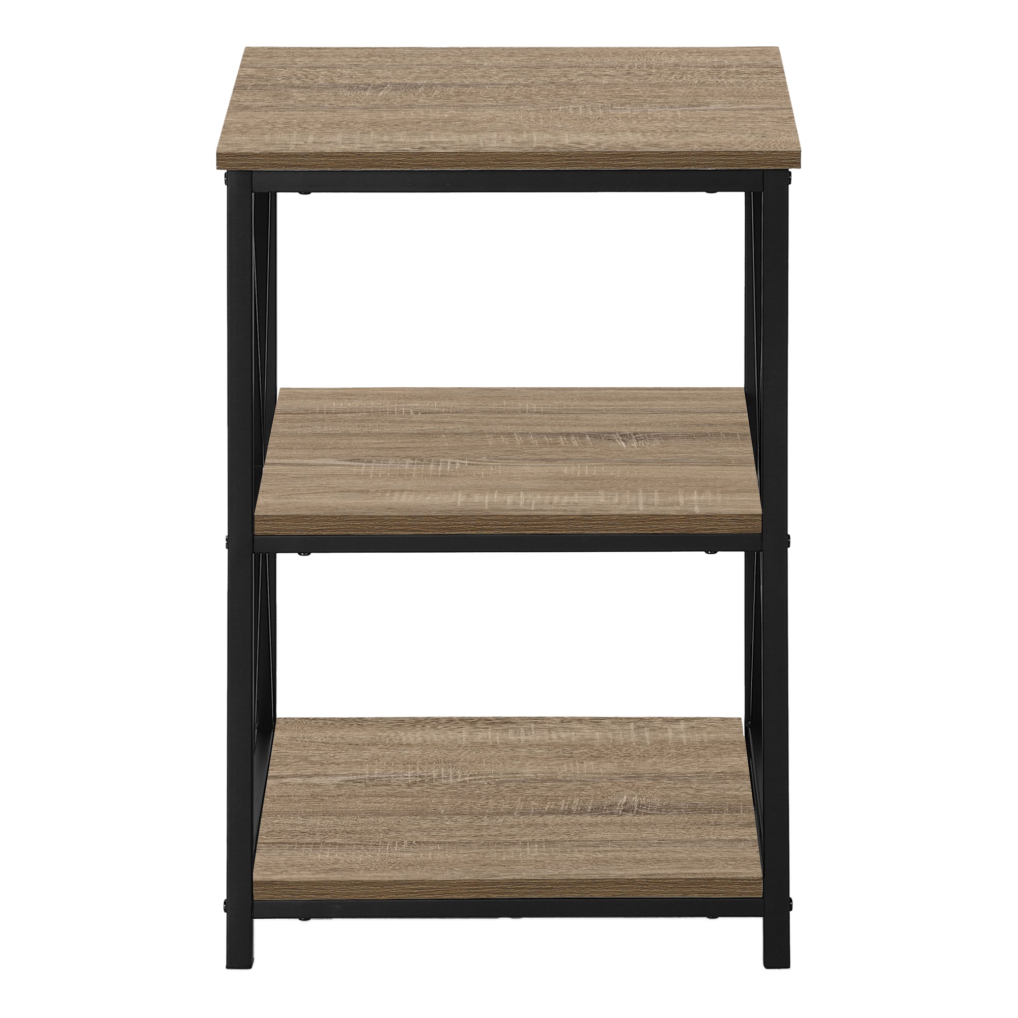 TABLE DE CHEVET - 26"H / TAUPE FONCE / METAL NOIR – I 3597.