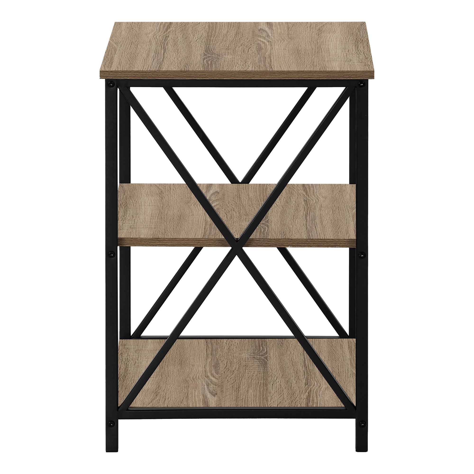 TABLE DE CHEVET - 26"H / TAUPE FONCE / METAL NOIR – I 3597.