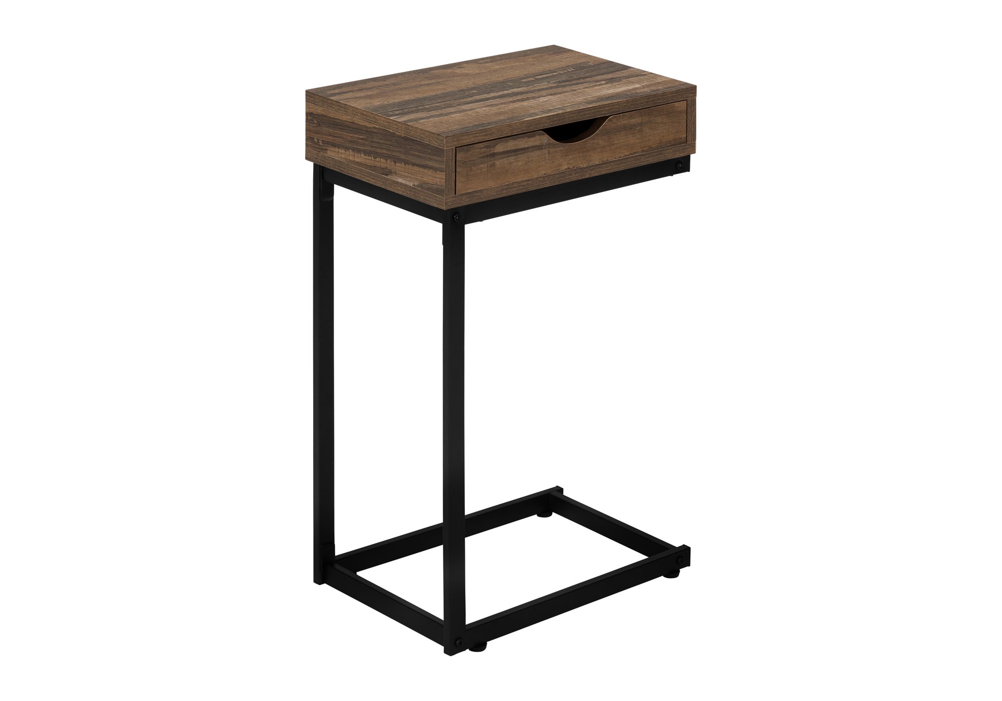 TABLE DE CHEVET - FAUX BOIS BRUN / METAL NOIR – I 3602.