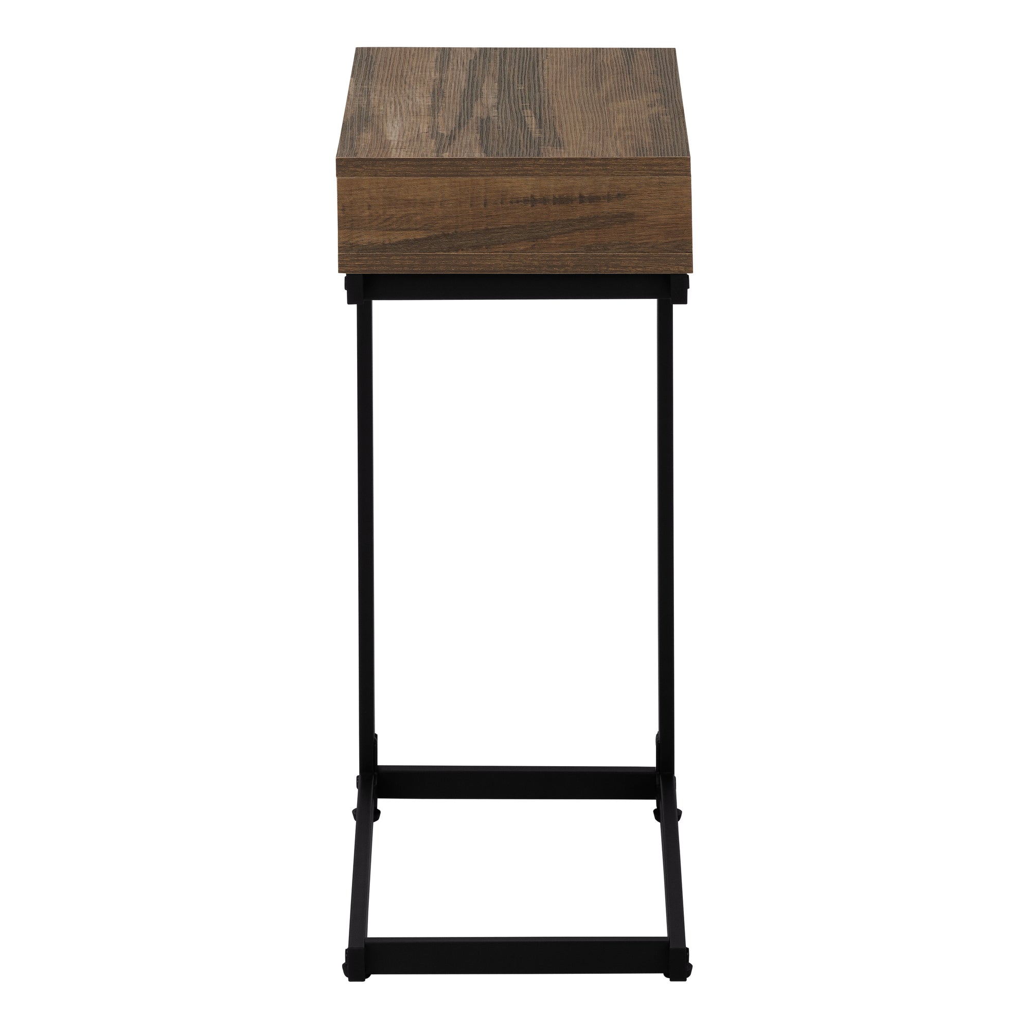 TABLE DE CHEVET - FAUX BOIS BRUN / METAL NOIR – I 3602.