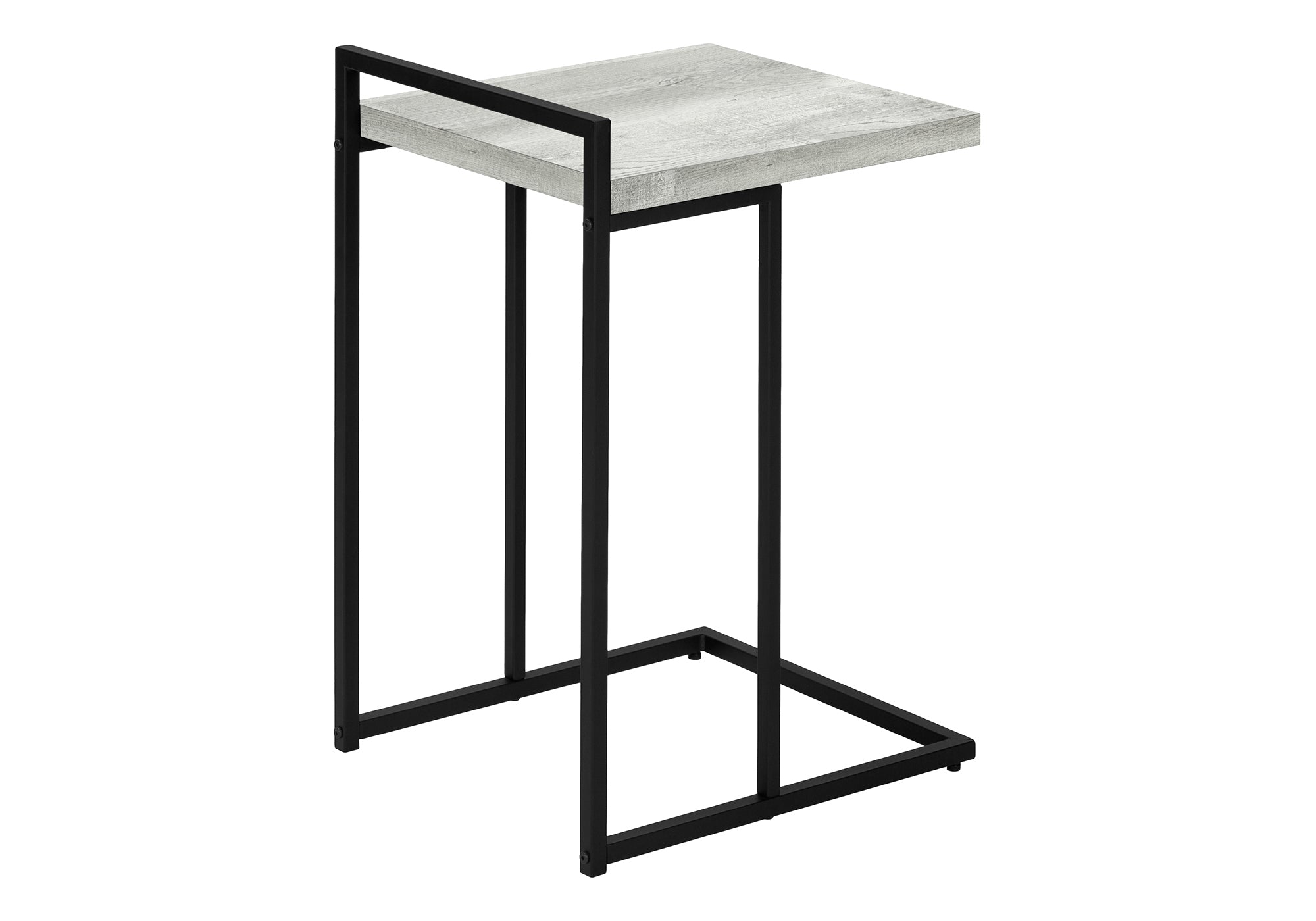 TABLE DE CHEVET - 25"H / FAUX BOIS GRIS / METAL NOIR – I 3631.