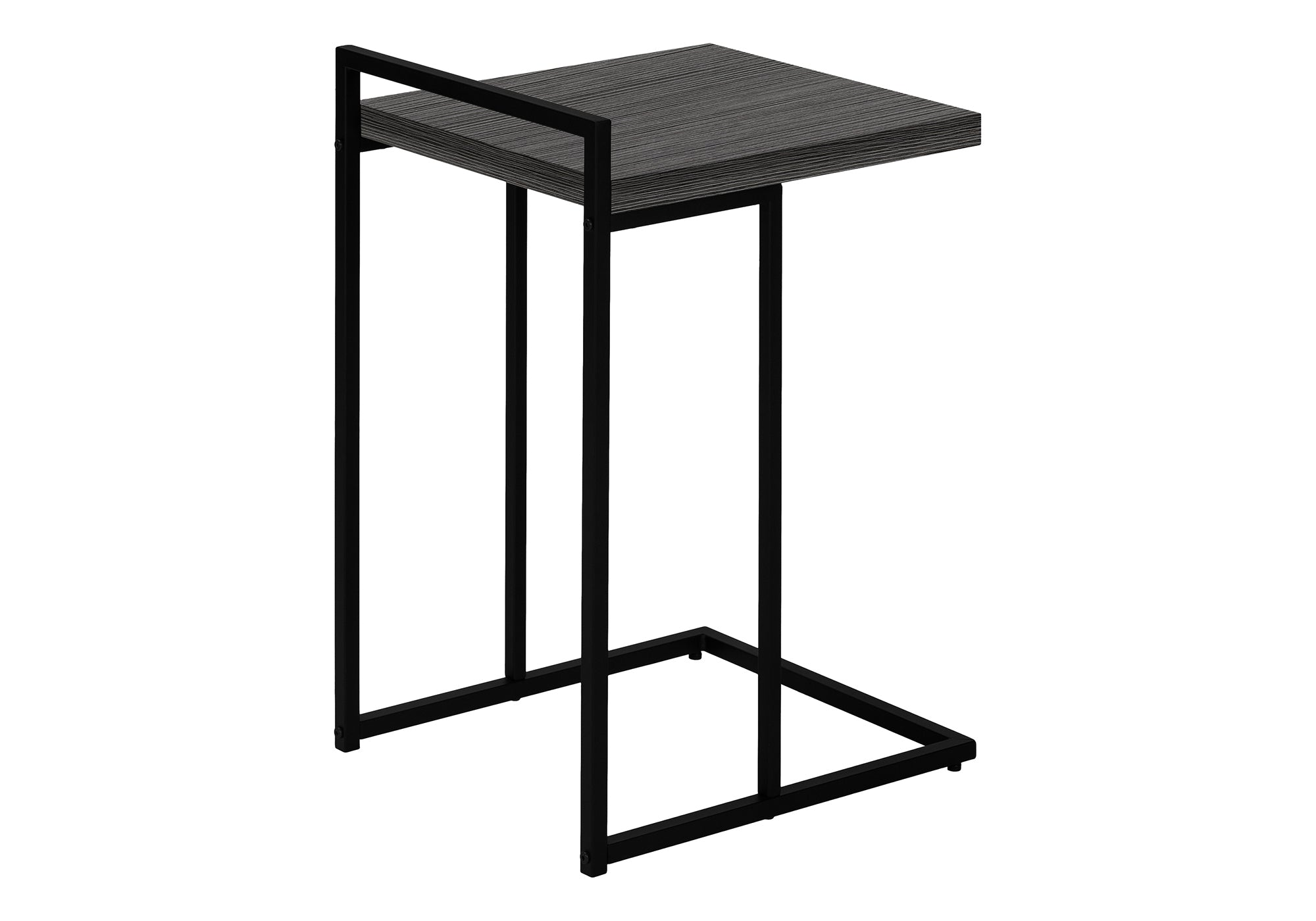 TABLE DE CHEVET - 25"H / GRIS / METAL NOIR – I 3634.