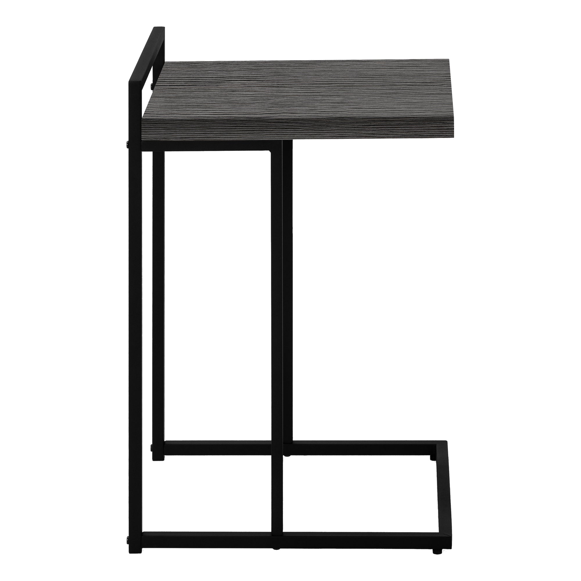 TABLE DE CHEVET - 25"H / GRIS / METAL NOIR – I 3634.