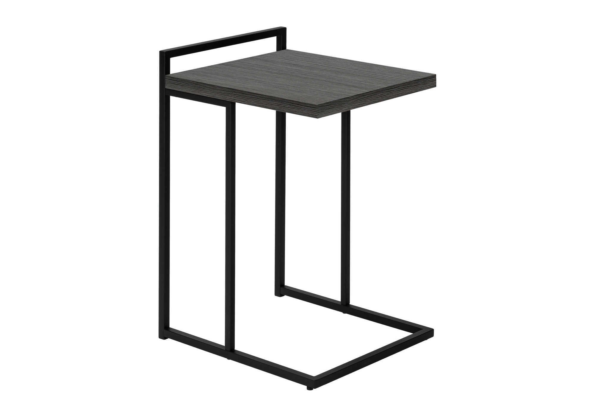 TABLE DE CHEVET - 25"H / GRIS / METAL NOIR – I 3634.