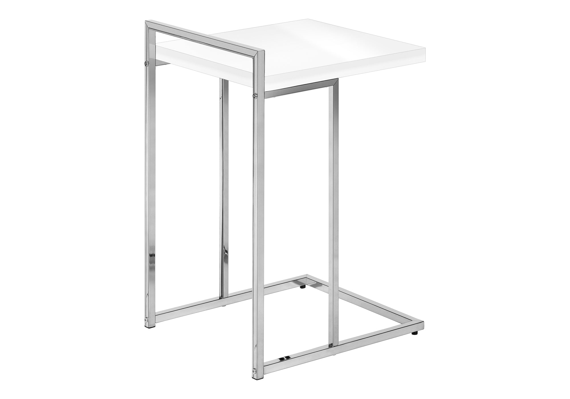 TABLE DE CHEVET - 25"H / BLANC LUSTRE / METAL CHROME – I 3636.