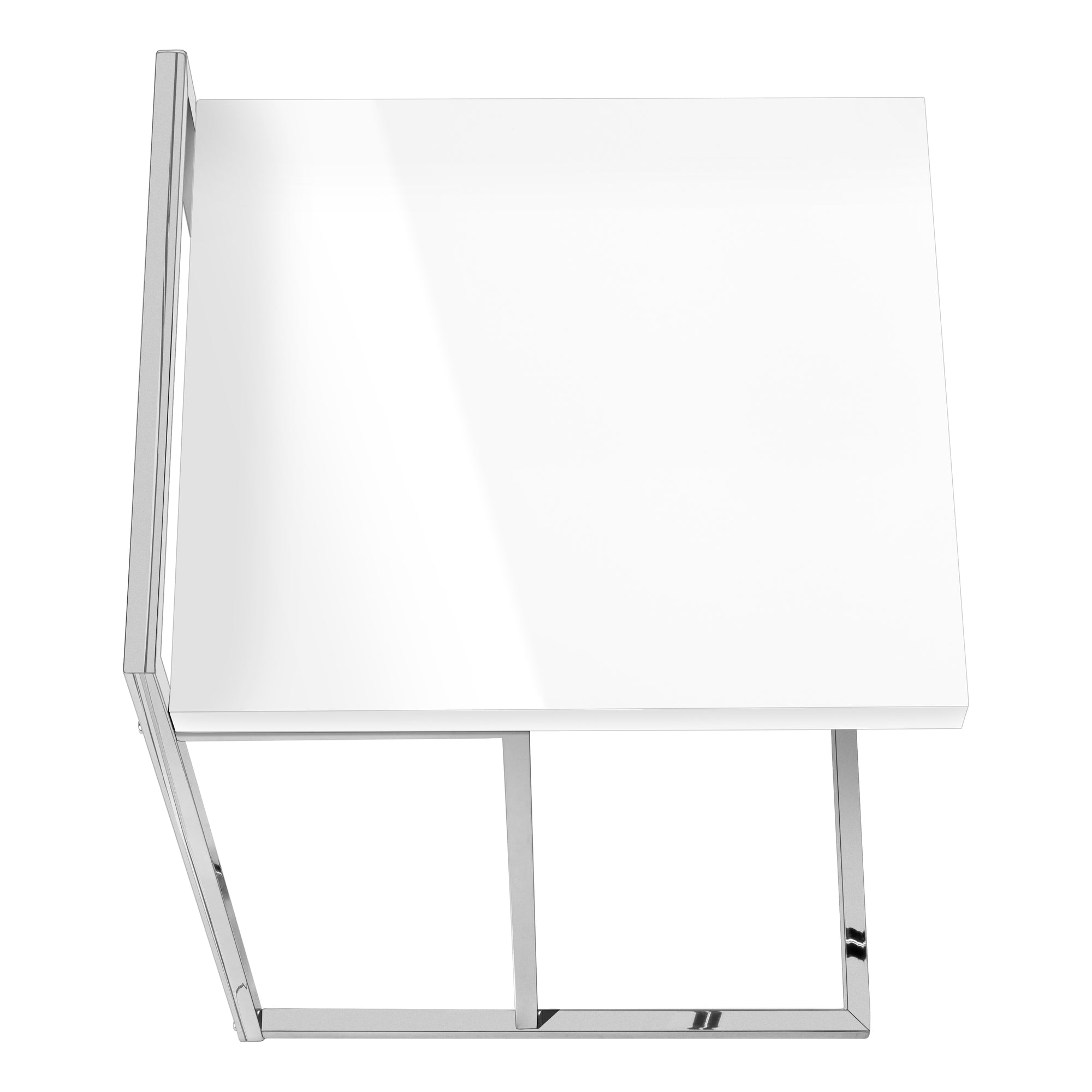 TABLE DE CHEVET - 25"H / BLANC LUSTRE / METAL CHROME – I 3636.