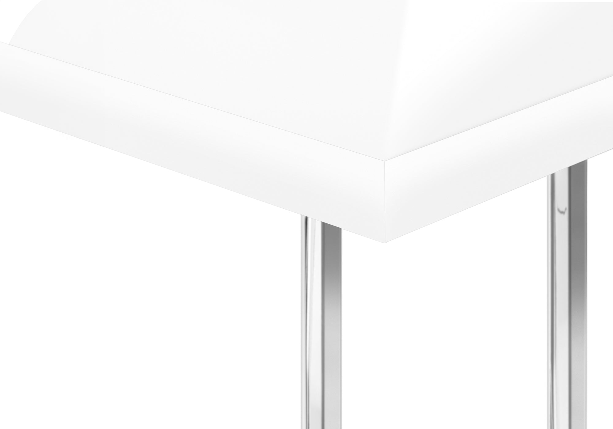 TABLE DE CHEVET - 25"H / BLANC LUSTRE / METAL CHROME – I 3636.
