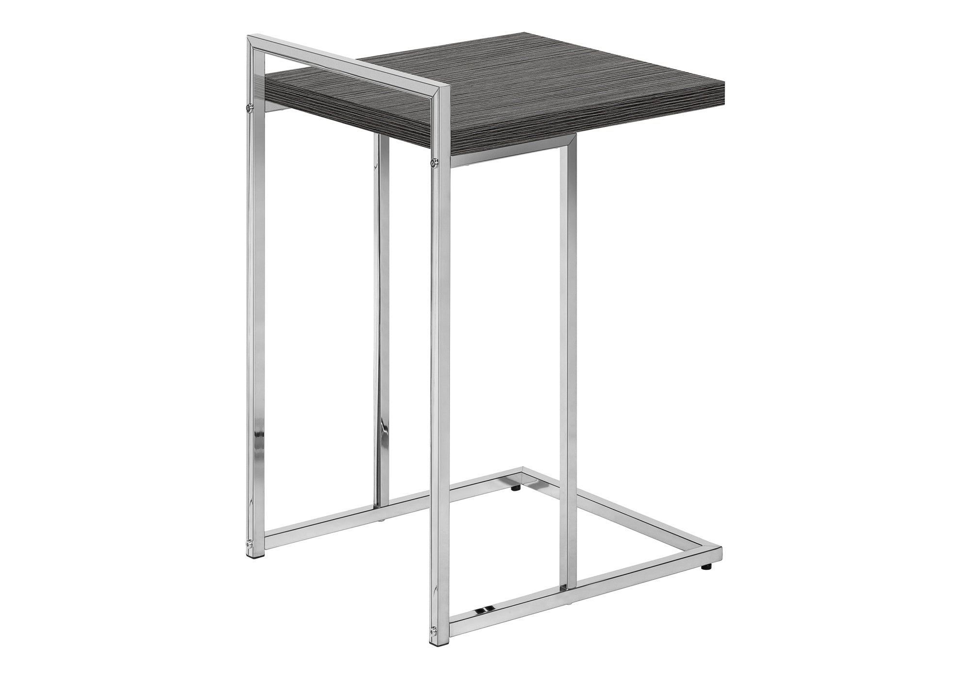 TABLE DE CHEVET - 25"H / GRIS / METAL CHROME – I 3637.