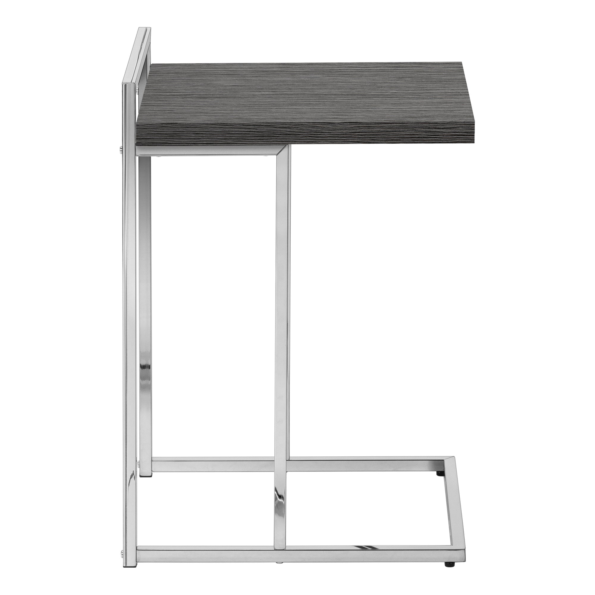 TABLE DE CHEVET - 25"H / GRIS / METAL CHROME – I 3637.