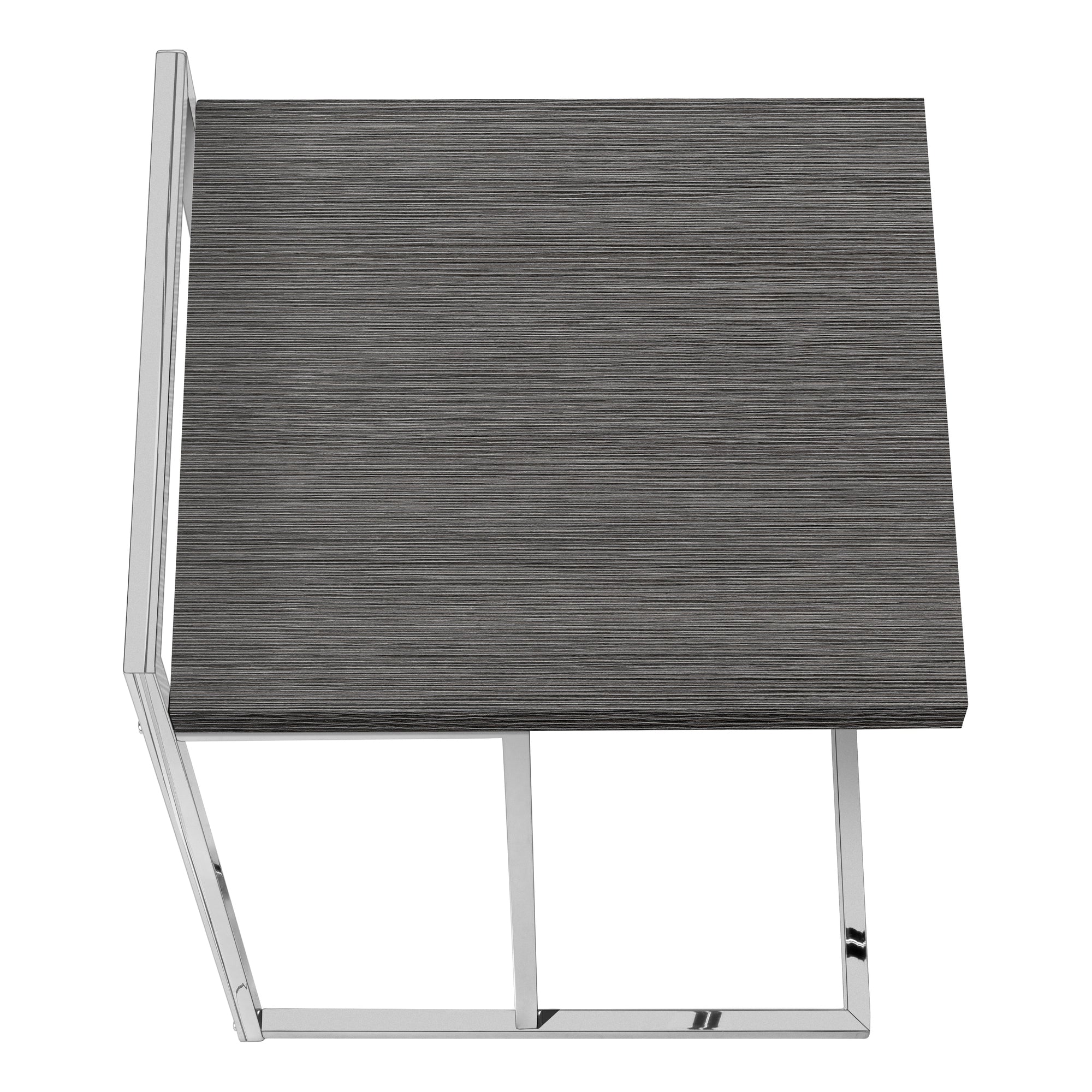 TABLE DE CHEVET - 25"H / GRIS / METAL CHROME – I 3637.