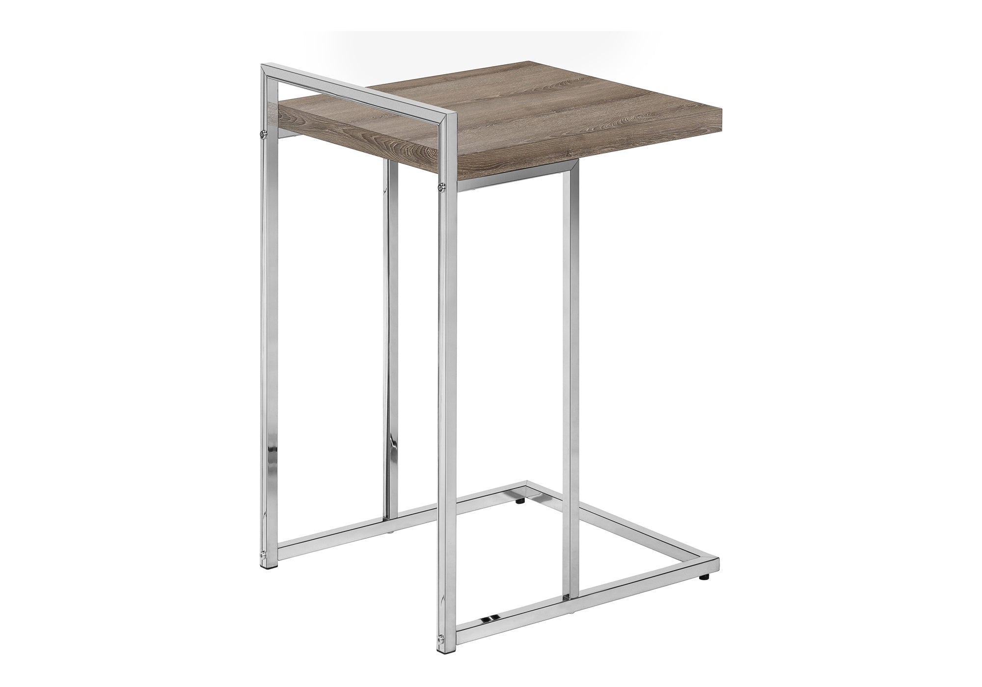 TABLE DE CHEVET - 25"H / TAUPE FONCE / METAL CHROME – I 3638.