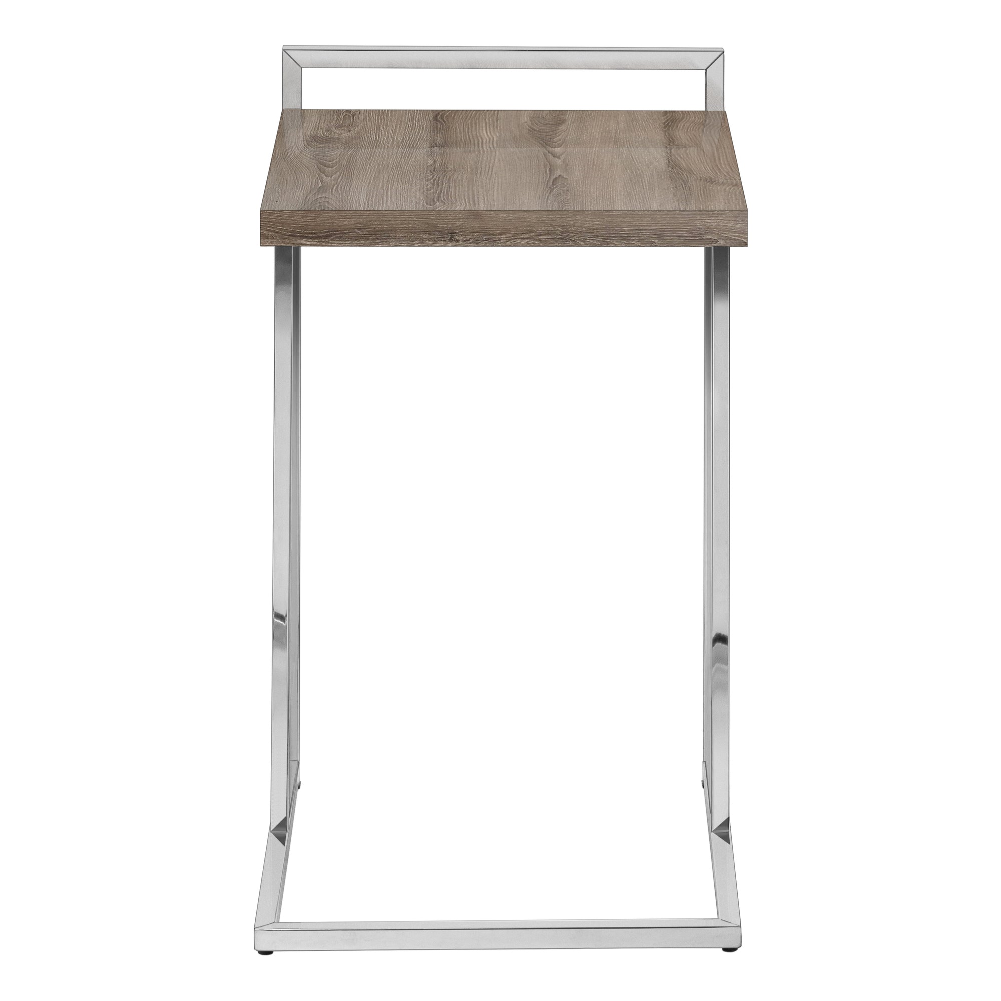 TABLE DE CHEVET - 25"H / TAUPE FONCE / METAL CHROME – I 3638.