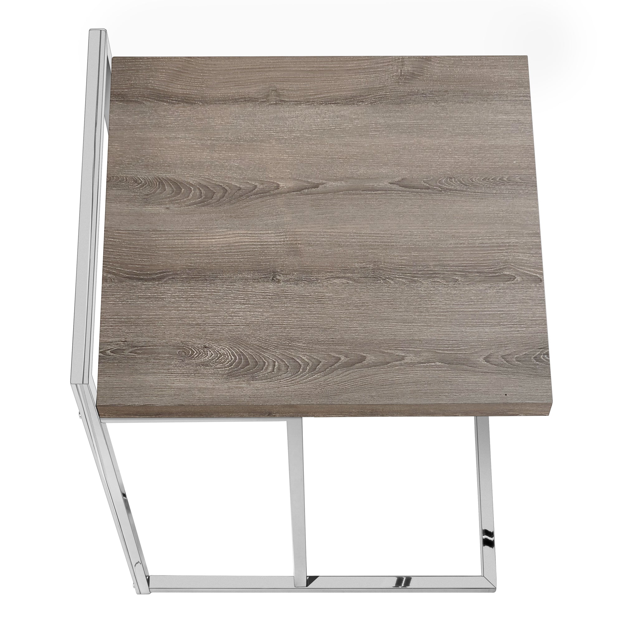 TABLE DE CHEVET - 25"H / TAUPE FONCE / METAL CHROME – I 3638.