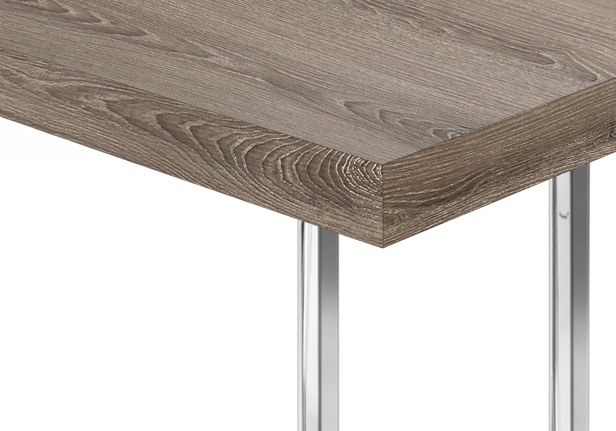 TABLE DE CHEVET - 25"H / TAUPE FONCE / METAL CHROME – I 3638.