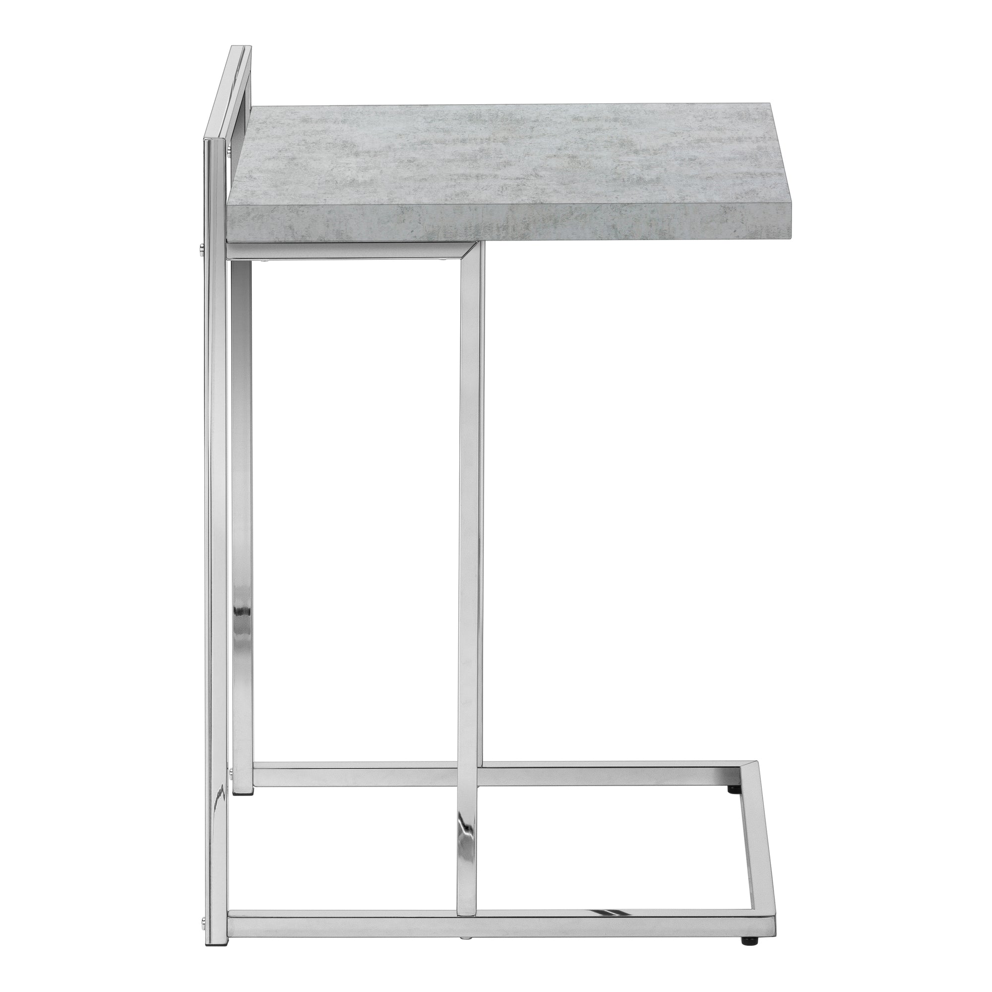 TABLE DE CHEVET - 25"H / GRIS CIMENTE / METAL CHROME – I 3639.