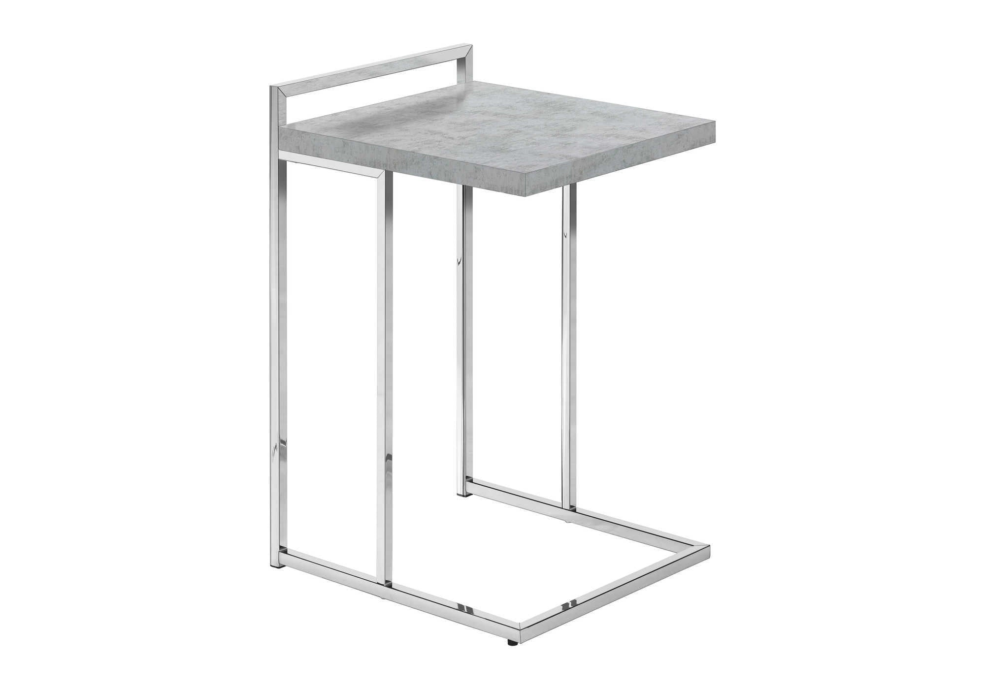 TABLE DE CHEVET - 25"H / GRIS CIMENTE / METAL CHROME – I 3639.