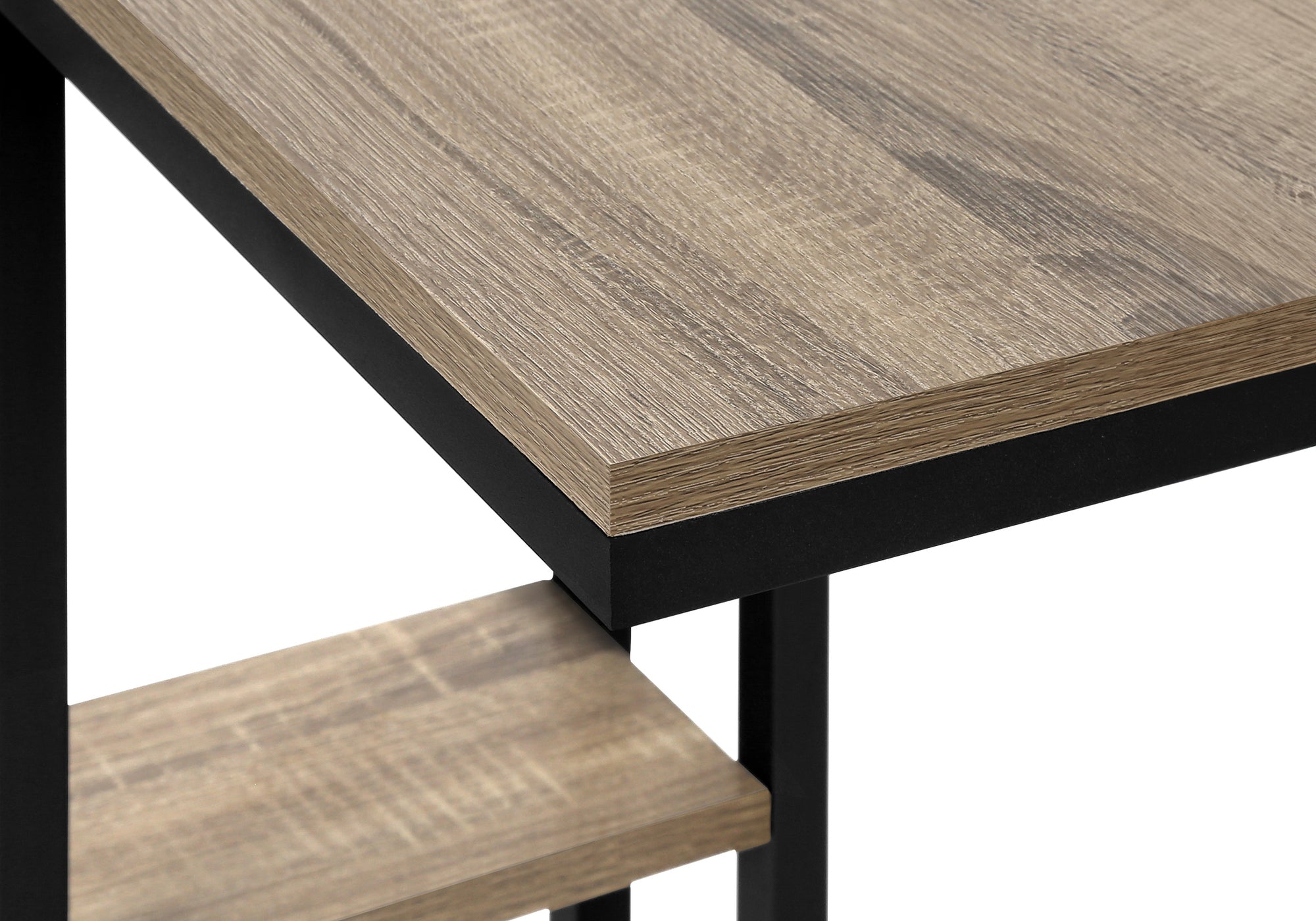 TABLE DE CHEVET - 25"H / TAUPE FONCE / METAL NOIR – I 3672.