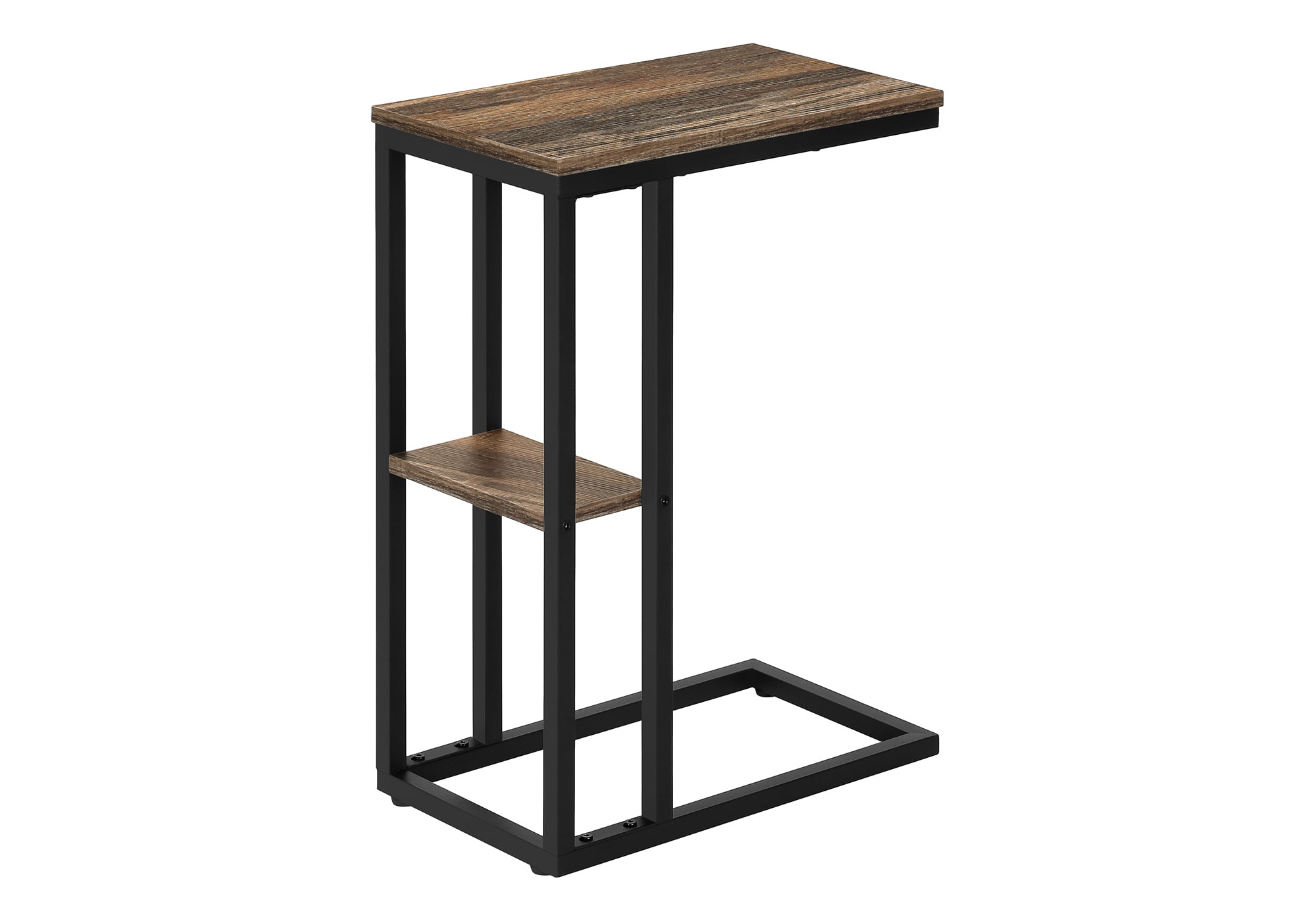 TABLE DE CHEVET - 25"H / FAUX BOIS BRUN / METAL NOIR – I 3673.
