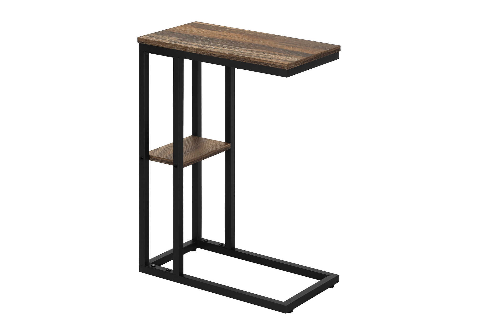 TABLE DE CHEVET - 25"H / FAUX BOIS BRUN / METAL NOIR – I 3673.