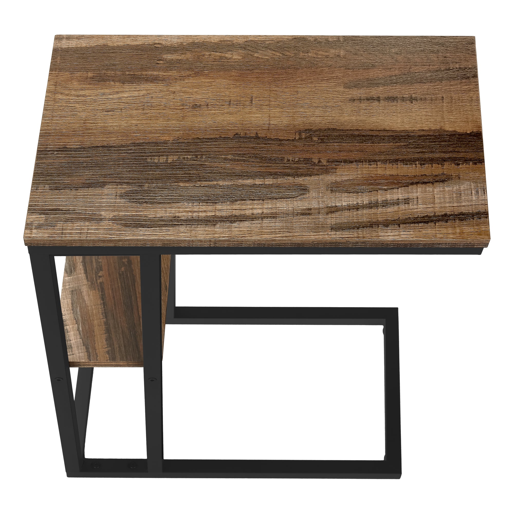 TABLE DE CHEVET - 25"H / FAUX BOIS BRUN / METAL NOIR – I 3673.
