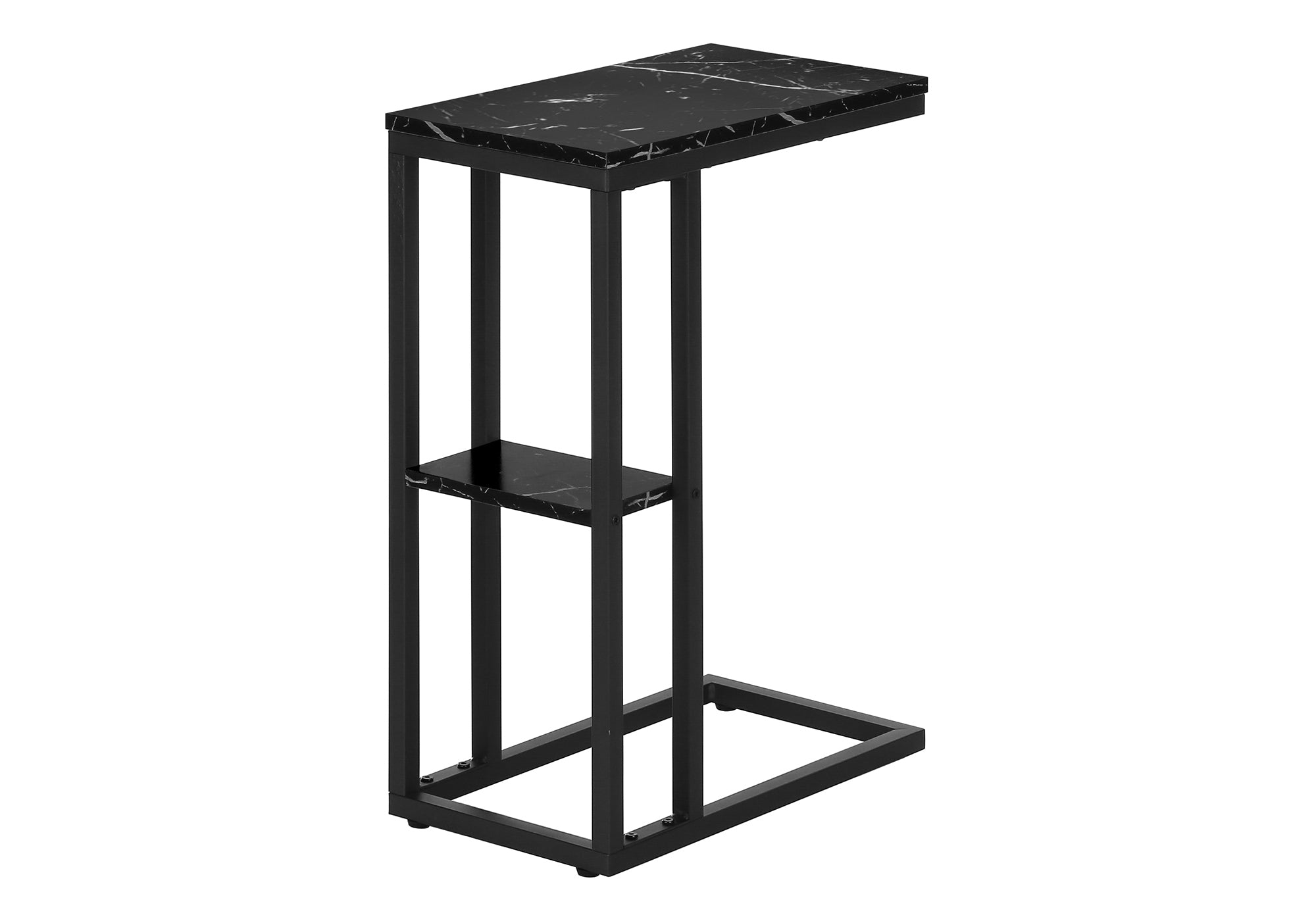 TABLE DE CHEVET - 25"H / MARBRE NOIR / METAL NOIR – I 3674.