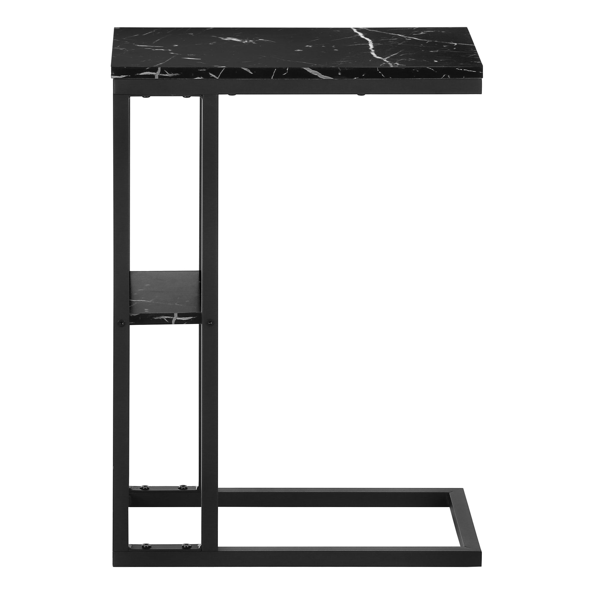 TABLE DE CHEVET - 25"H / MARBRE NOIR / METAL NOIR – I 3674.