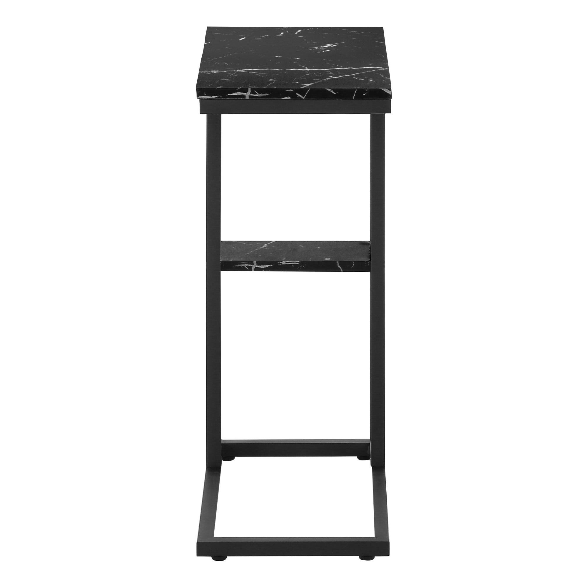 TABLE DE CHEVET - 25"H / MARBRE NOIR / METAL NOIR – I 3674.