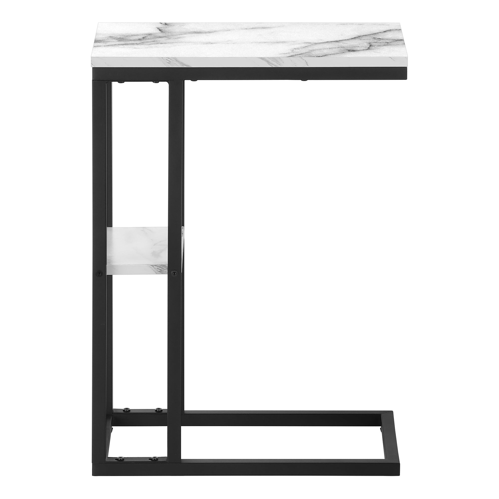 TABLE DE CHEVET - 25"H / MARBRE BLANC / METAL NOIR – I 3675.