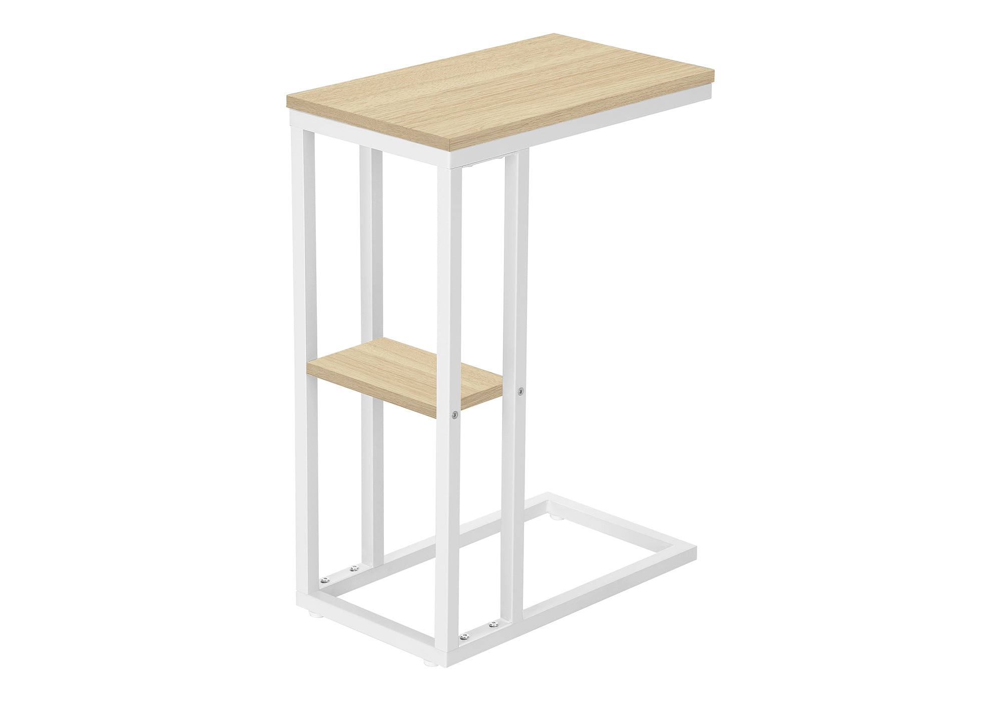 TABLE DE CHEVET - 25"H / NATUREL / METAL BLANC – I 3677.