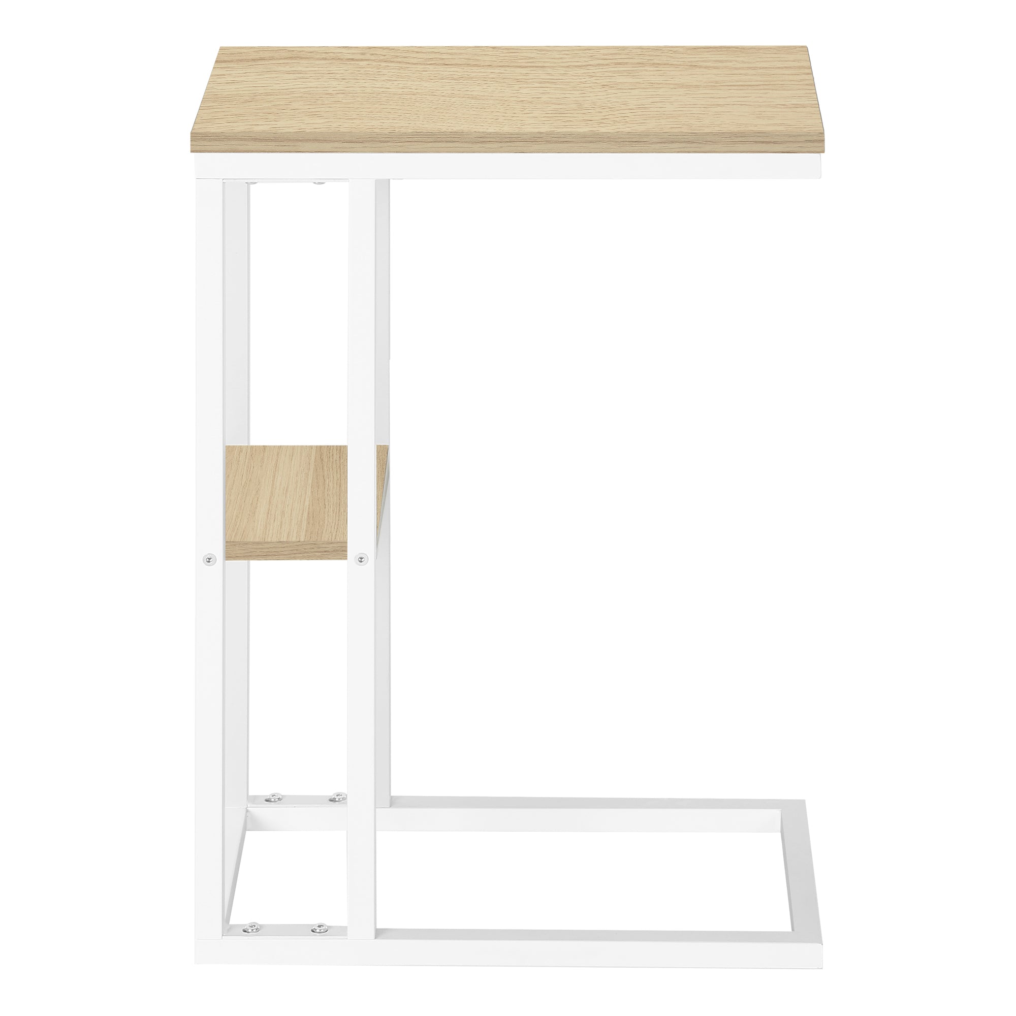 TABLE DE CHEVET - 25"H / NATUREL / METAL BLANC – I 3677.