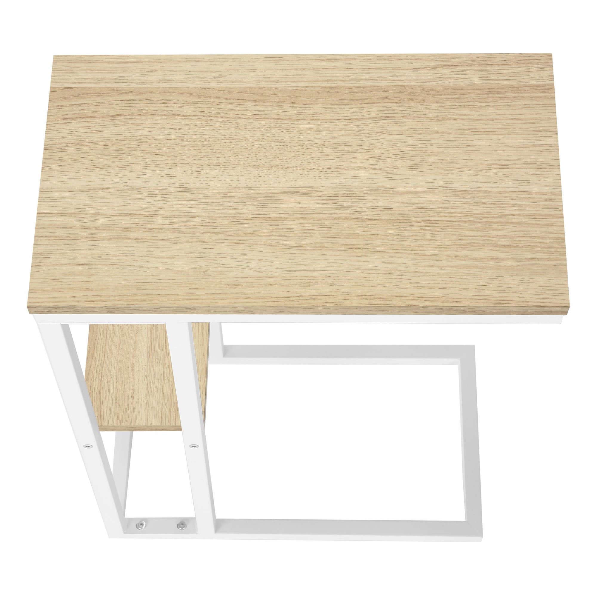 TABLE DE CHEVET - 25"H / NATUREL / METAL BLANC – I 3677.