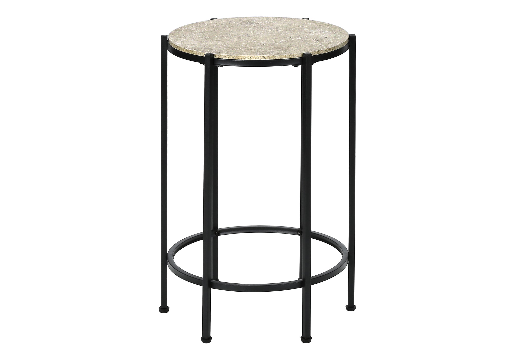 TABLE D'APPOINT - 24"H / PIERRE CREME / METAL NOIR – I 3758