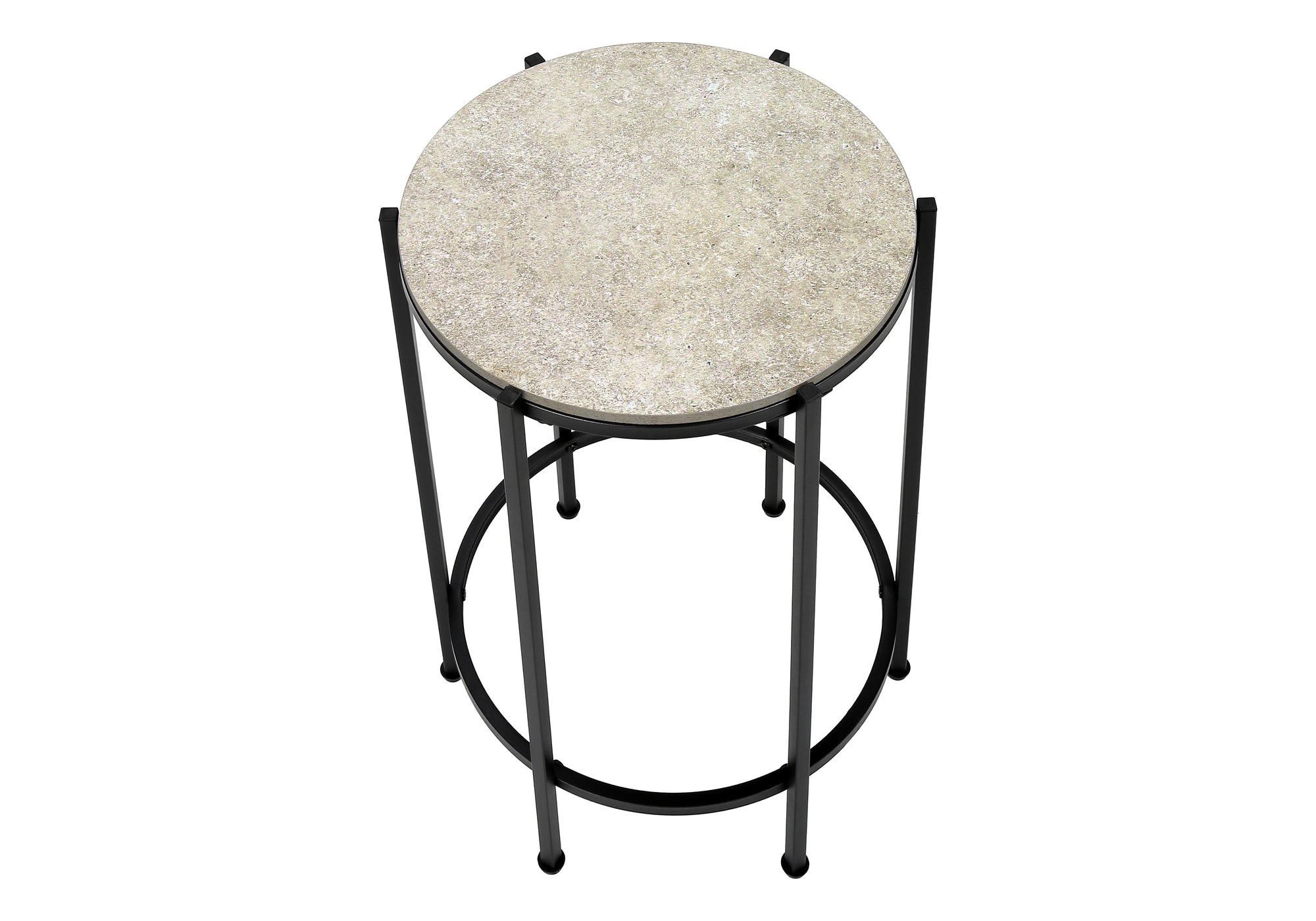 TABLE D'APPOINT - 24"H / PIERRE CREME / METAL NOIR – I 3758