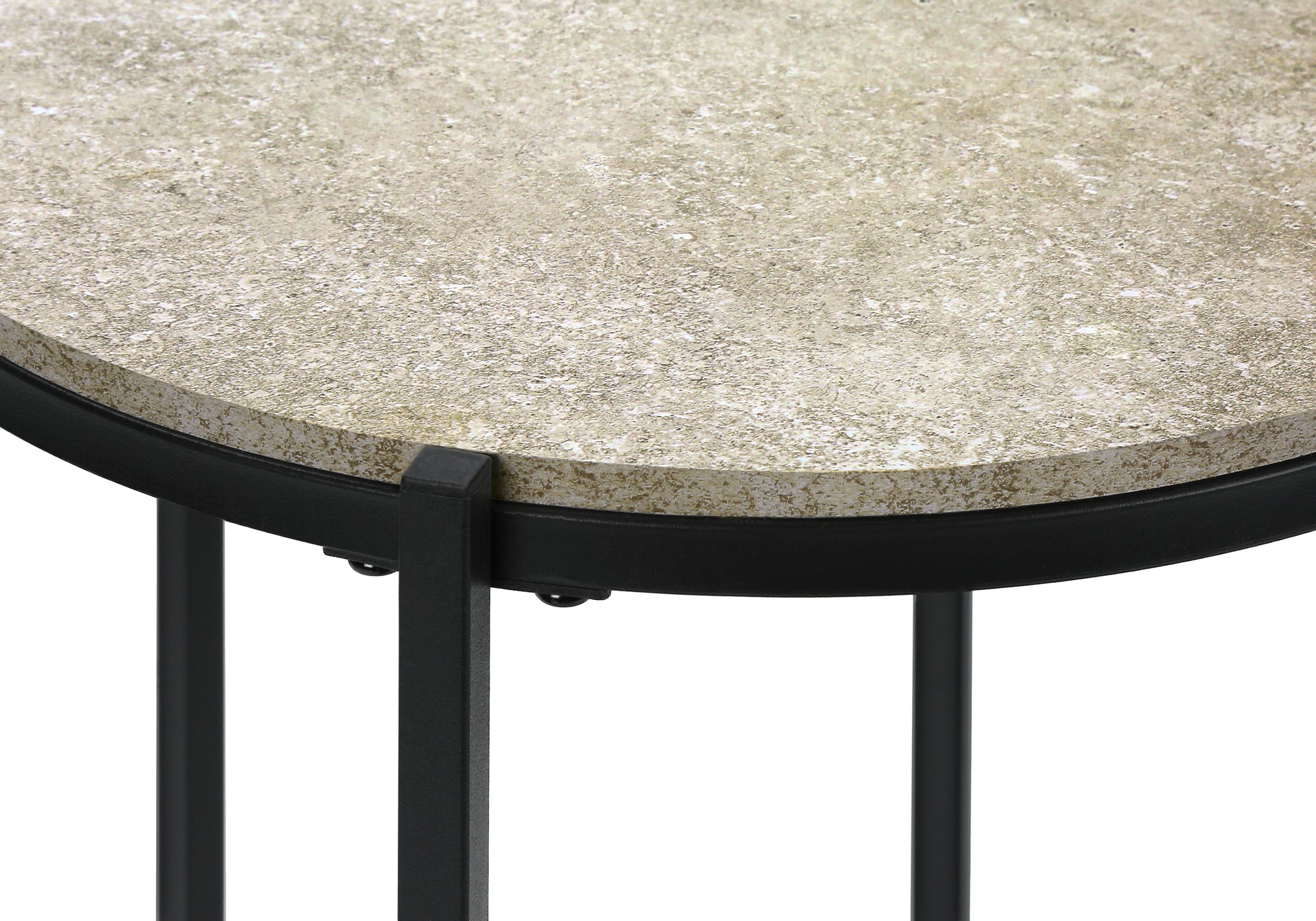 TABLE D'APPOINT - 24"H / PIERRE CREME / METAL NOIR – I 3758