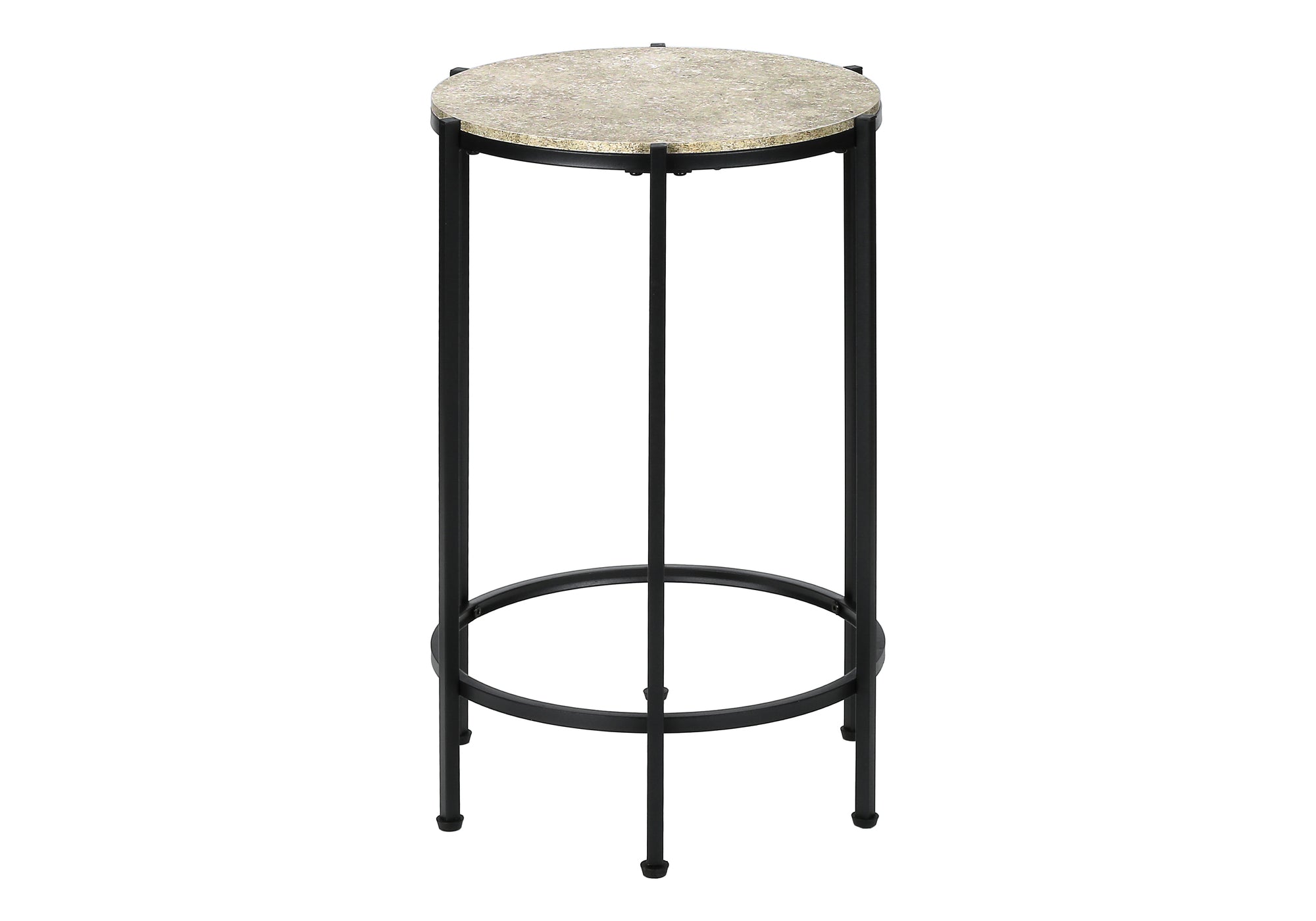 TABLE DE CHEVET - 24"H / PIERRE CREME / METAL NOIR – I 3758.