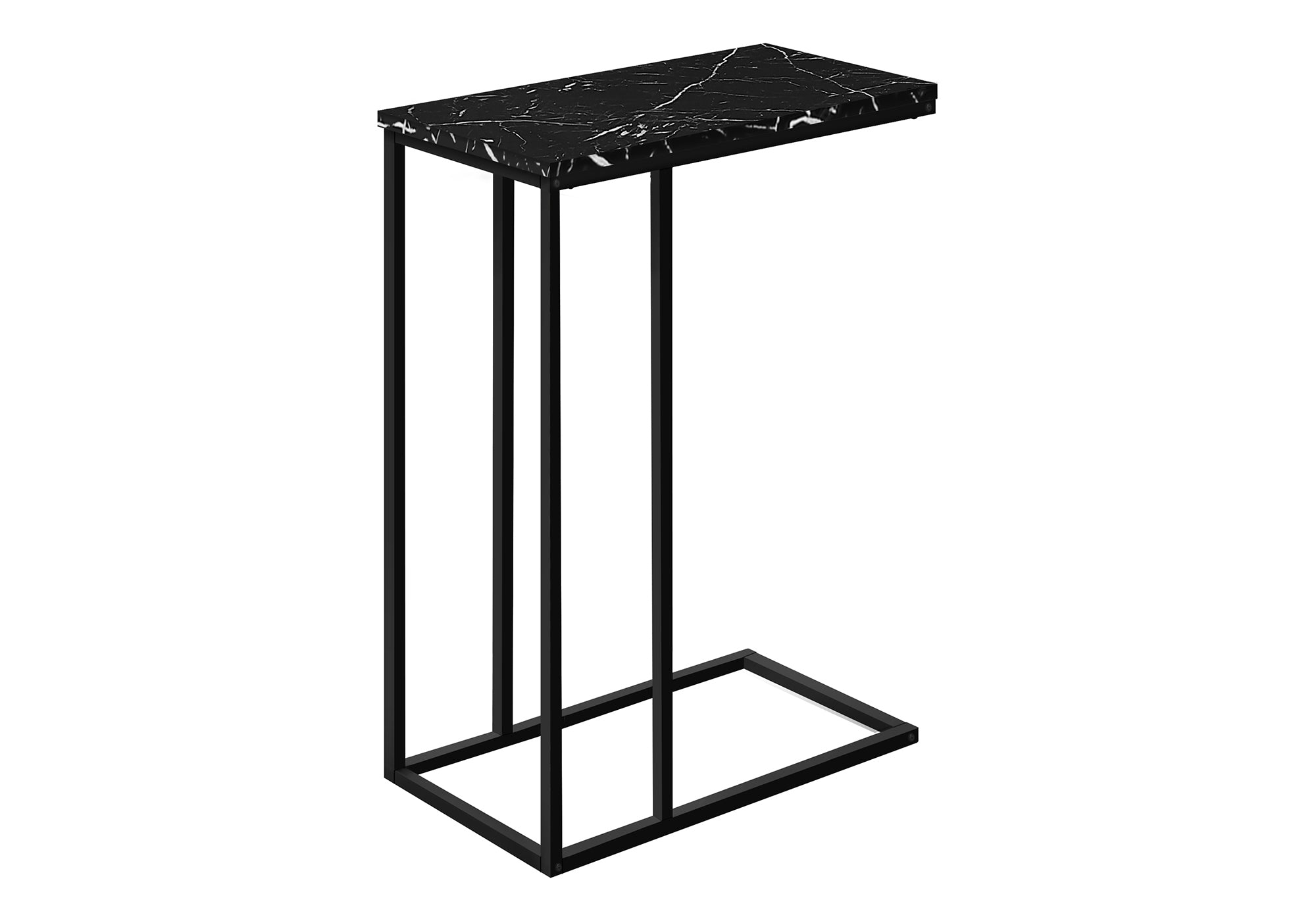 TABLE DE CHEVET - 25"H / MARBRE NOIR / METAL NOIR – I 3763.