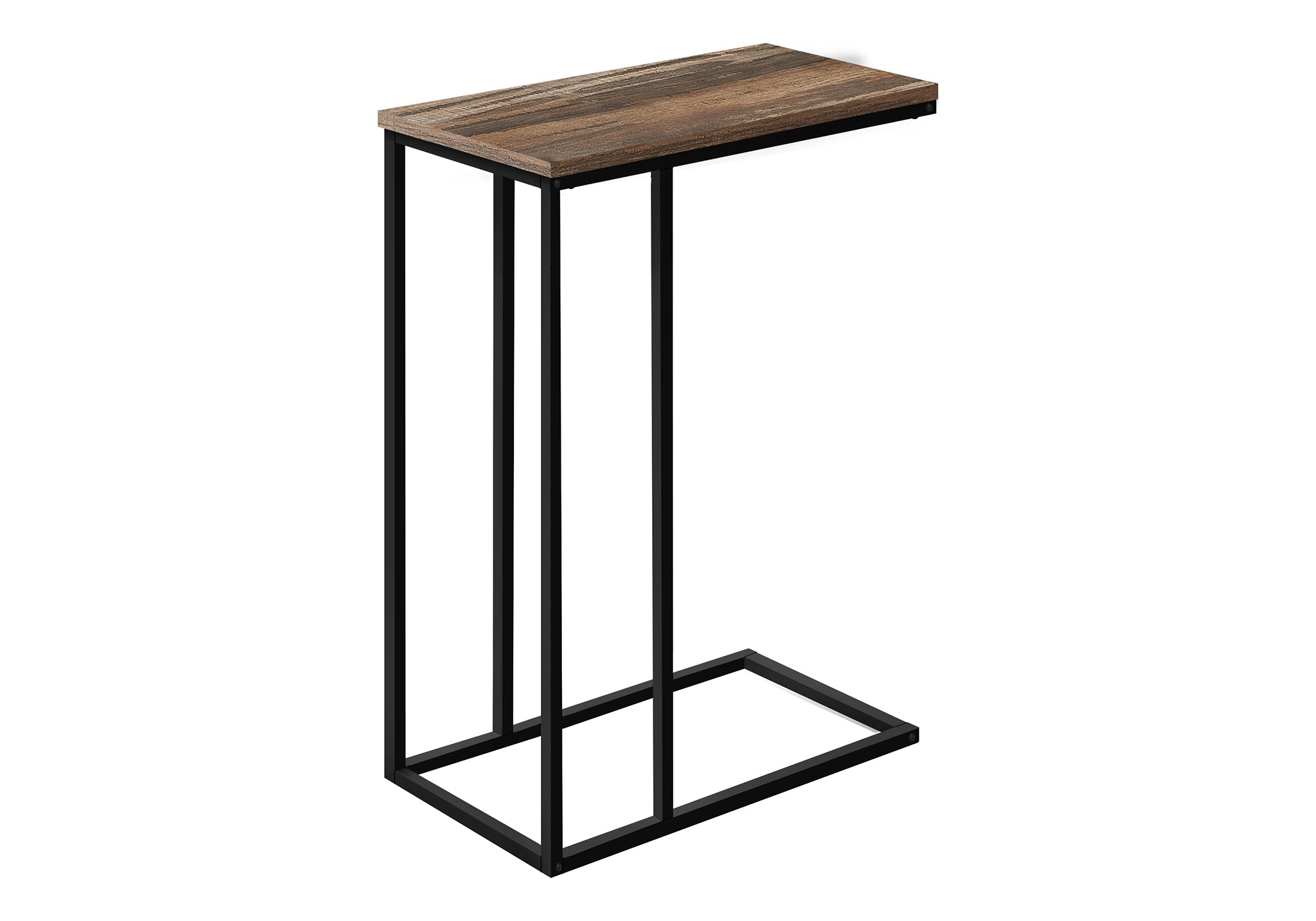 TABLE DE CHEVET - 25"H / FAUX BOIS BRUN / METAL NOIR – I 3764.