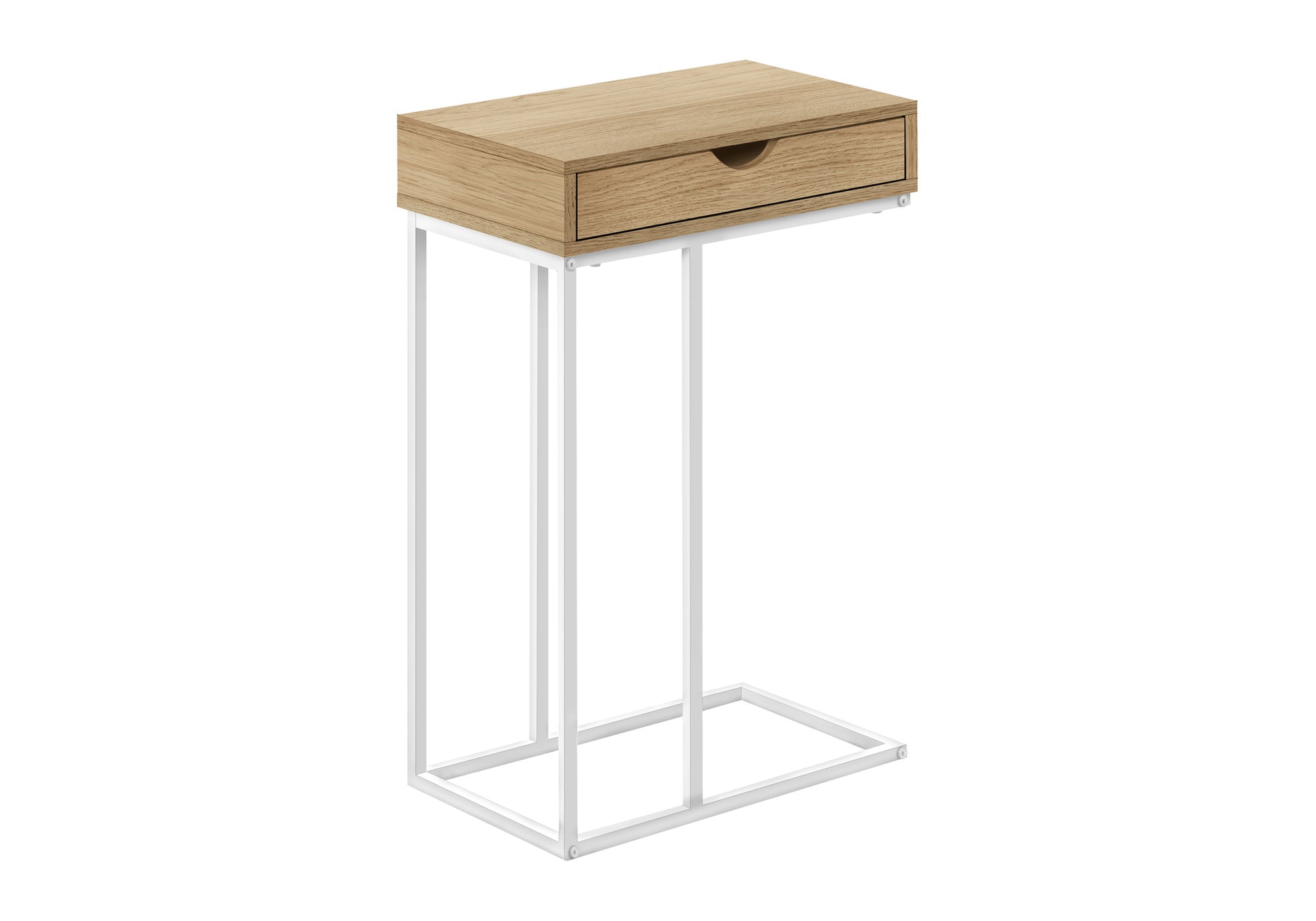 TABLE DE CHEVET - 25"H / NATUREL / METAL BLANC – I 3775.
