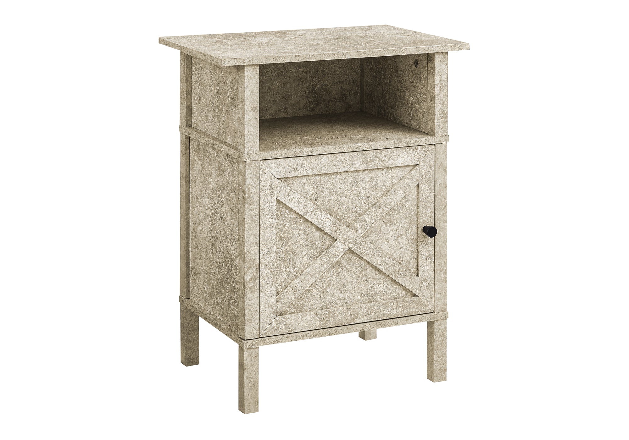 TABLE D'APPOINT - 24"H / PIERRE CREME / METAL NOIR – I 3813