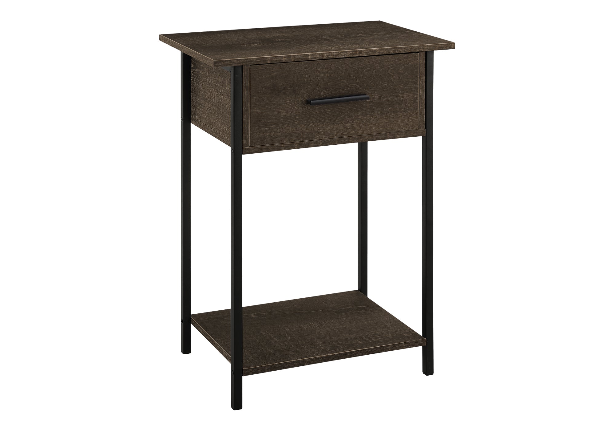 TABLE D'APPOINT - 24"H / CHENE FONCE / METAL NOIR – I 3816