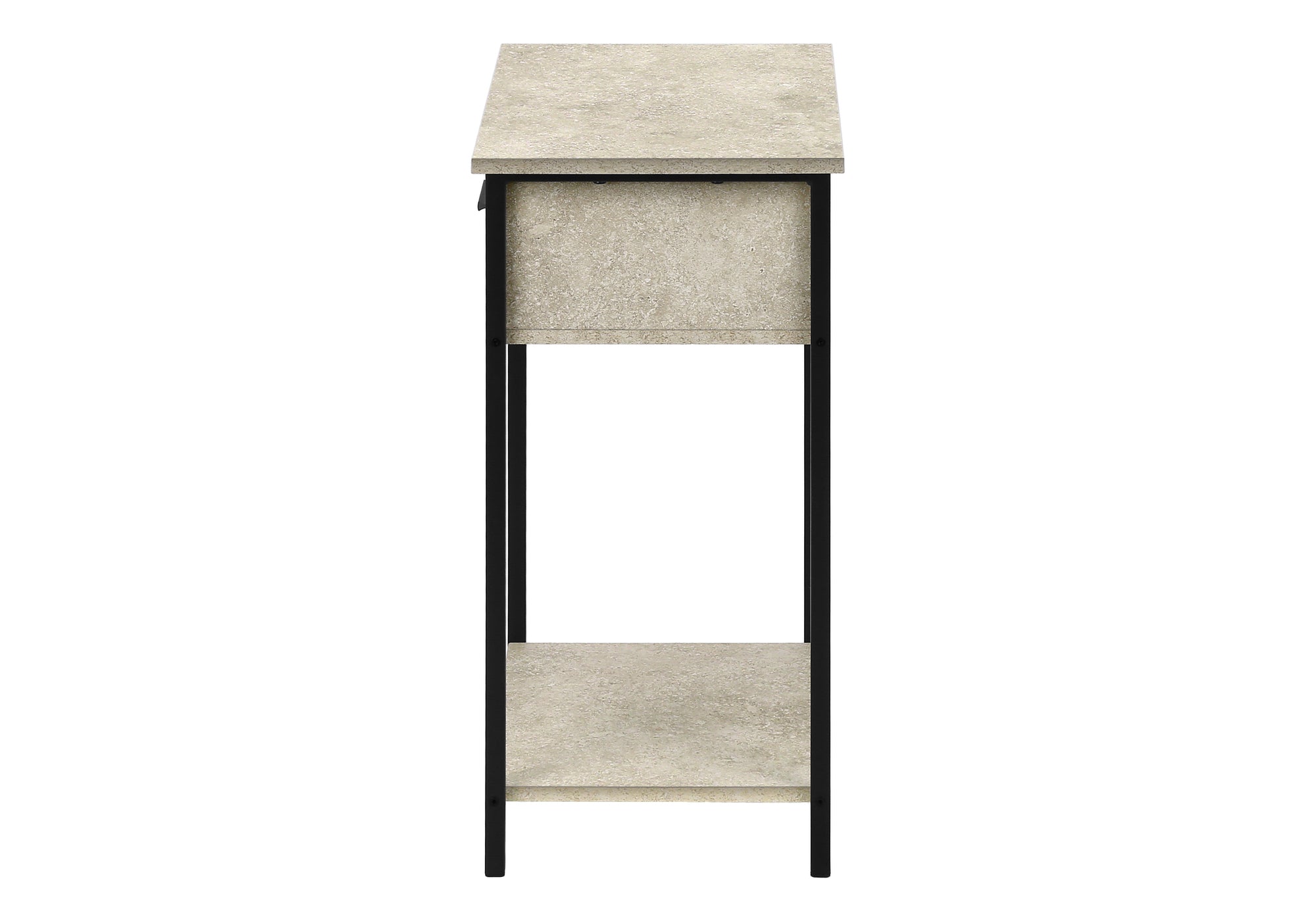 TABLE D'APPOINT - 24"H / PIERRE CREME / METAL NOIR – I 3818