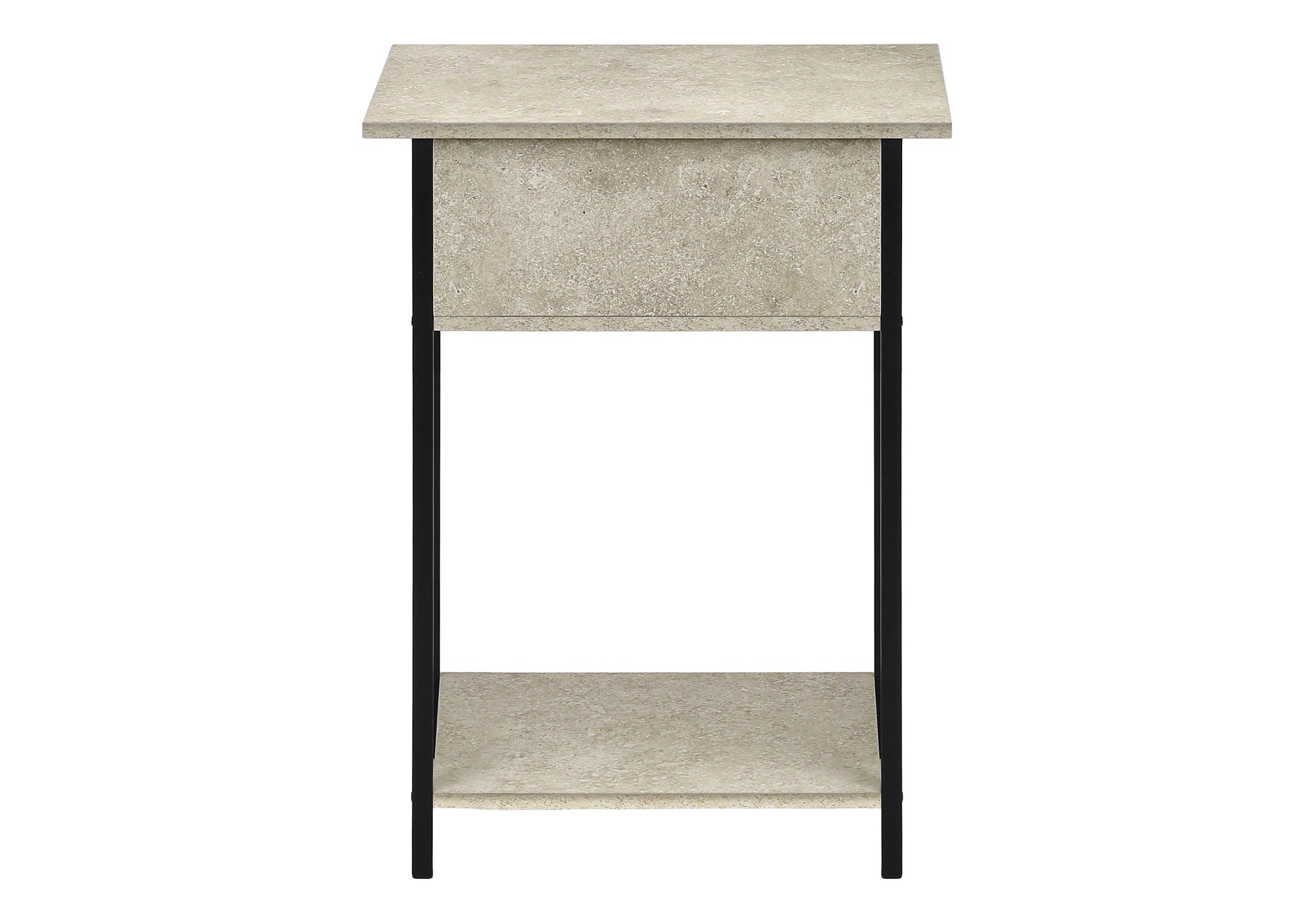 TABLE D'APPOINT - 24"H / PIERRE CREME / METAL NOIR – I 3818