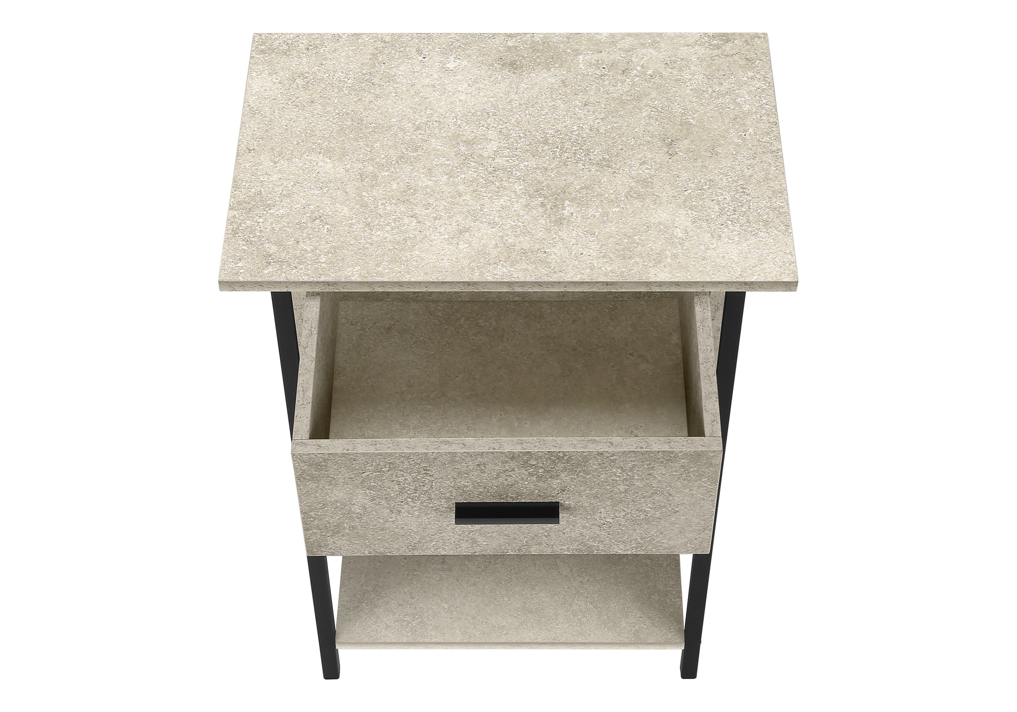 TABLE D'APPOINT - 24"H / PIERRE CREME / METAL NOIR – I 3818