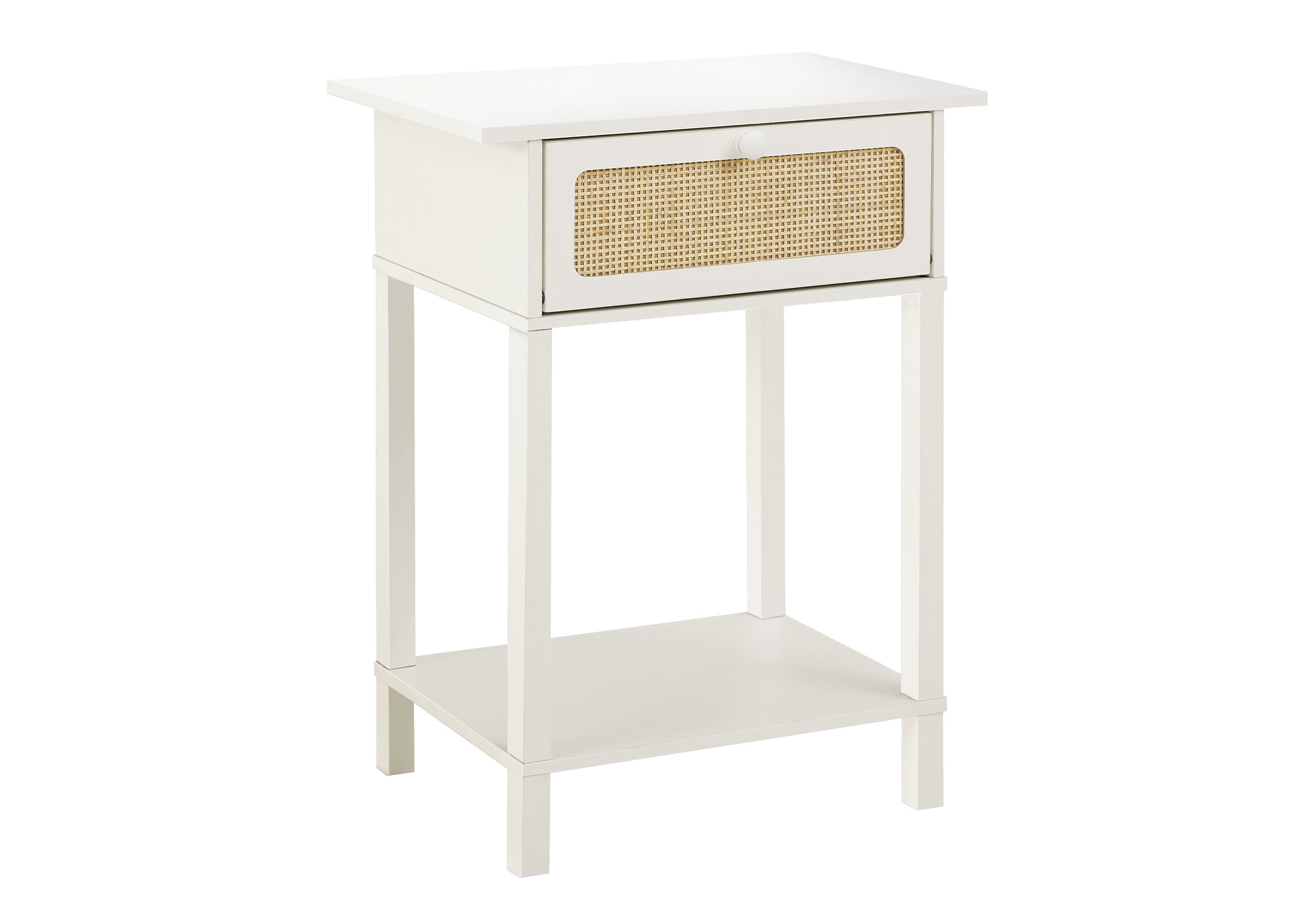 TABLE D'APPOINT - 24"H / BLANC / TIROIR NATUREL – I 3843