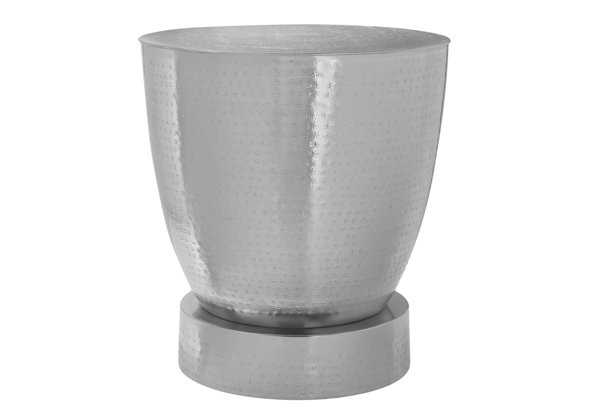 TABLE DE CHEVET - 22"H / TABLE DE BOUT DRUM METAL CHROME – I 3920.