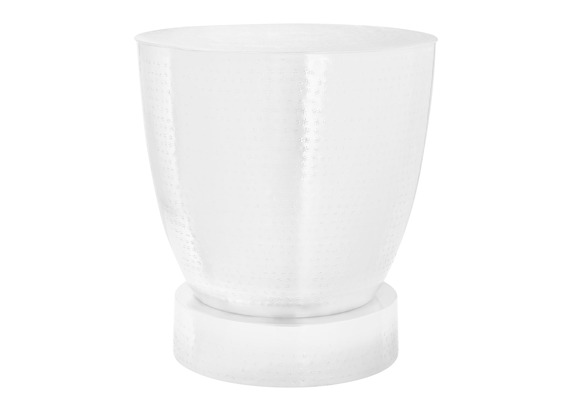 TABLE DE CHEVET - 22"H / TABLE DE BOUT DRUM METAL BLANC – I 3921.