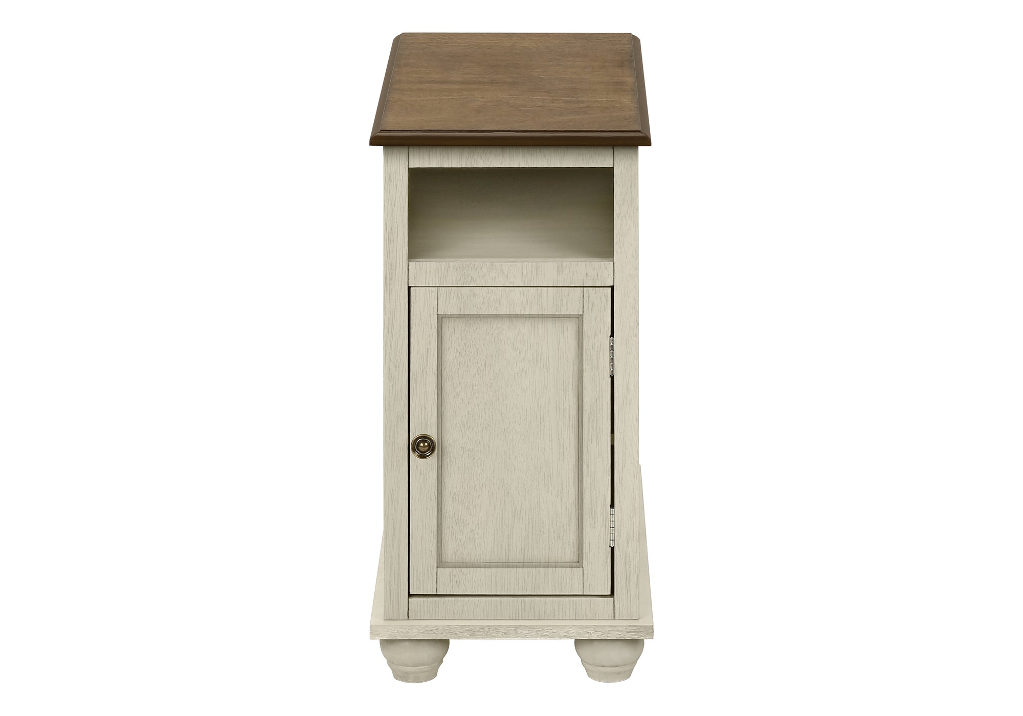TABLE DE CHEVET - 24"H/BOIS PLAQUE BLANC ANTIQUE/ESPRESSO – I 3965.