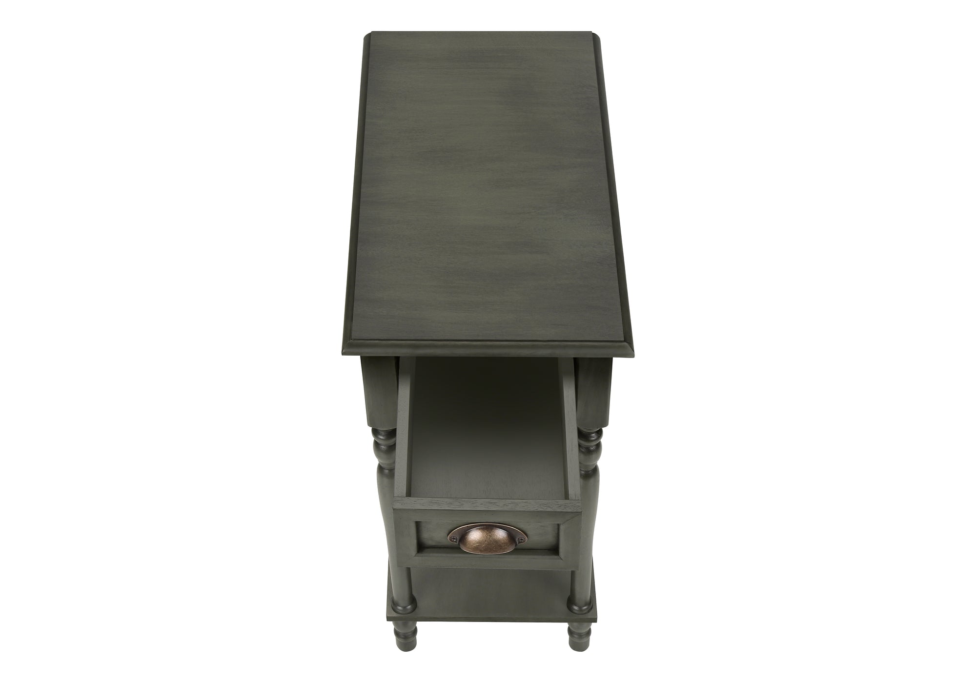 TABLE DE CHEVET - 24"H / BOIS PLAQUE VERT FONCE – I 3968.