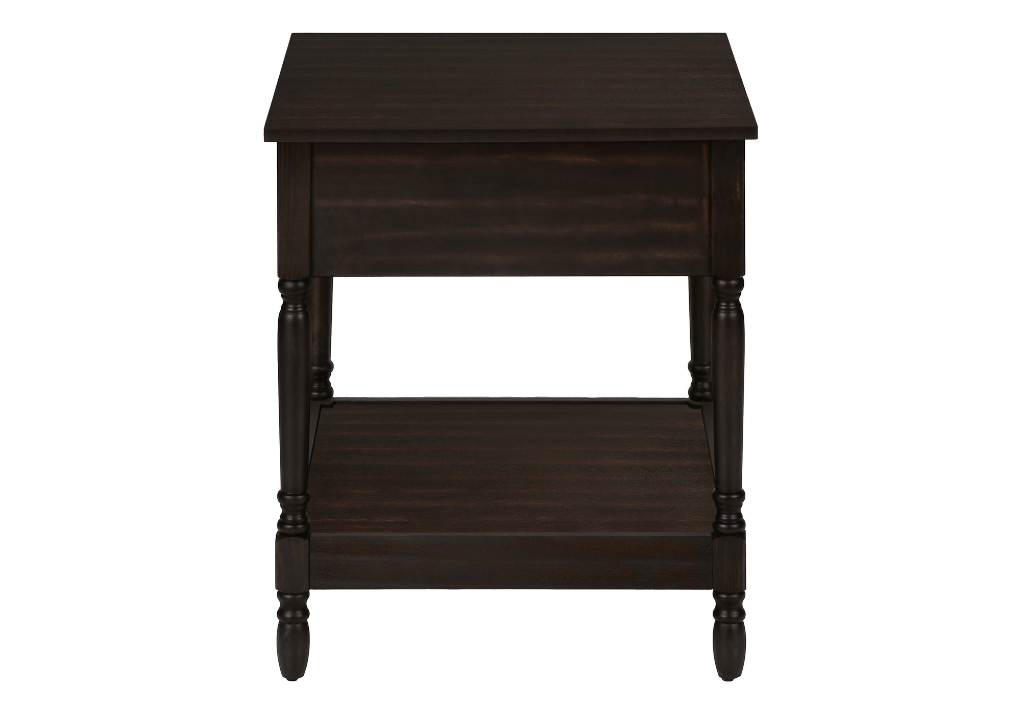 TABLE DE CHEVET - 25"H / BOIS PLAQUE ACAJOU FONCE – I 3976.